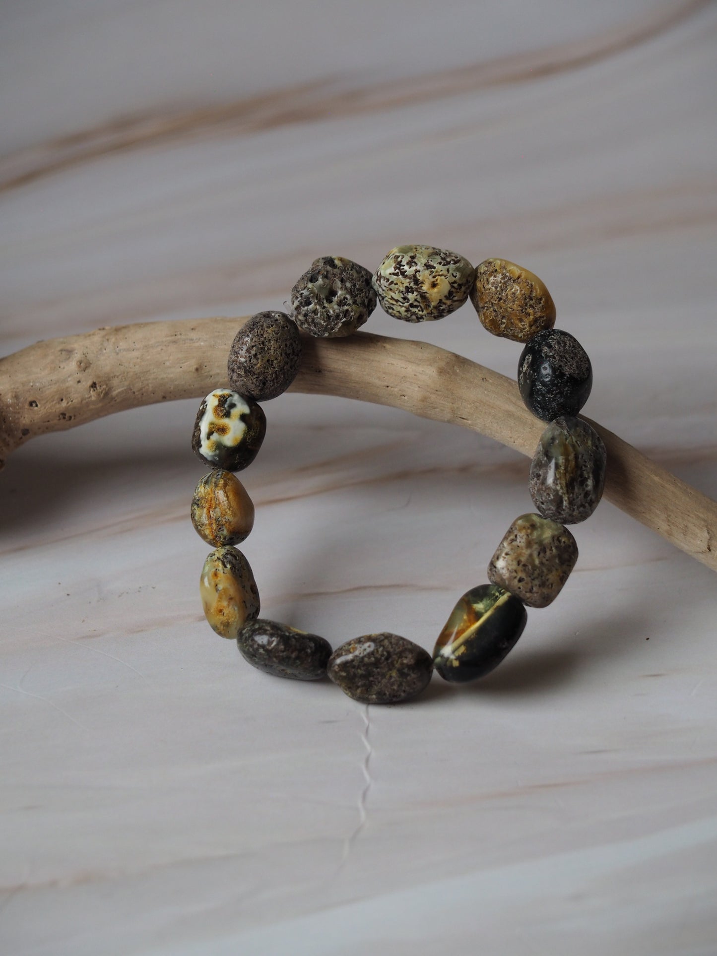 Natural Raw Amber Irregular Pieces Bracelet