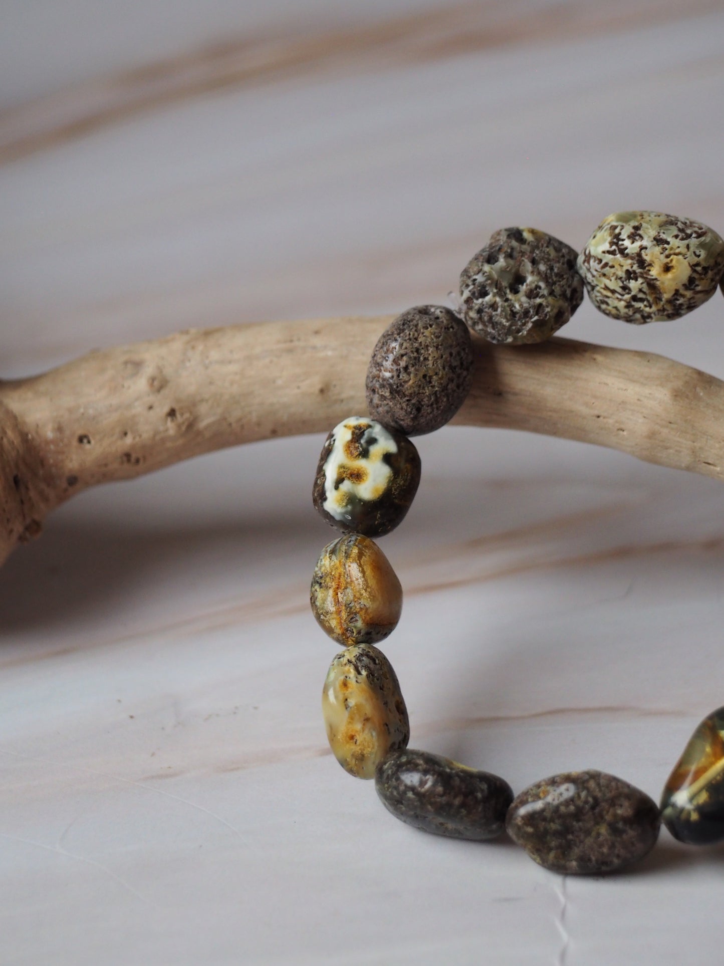 Natural Raw Amber Irregular Pieces Bracelet