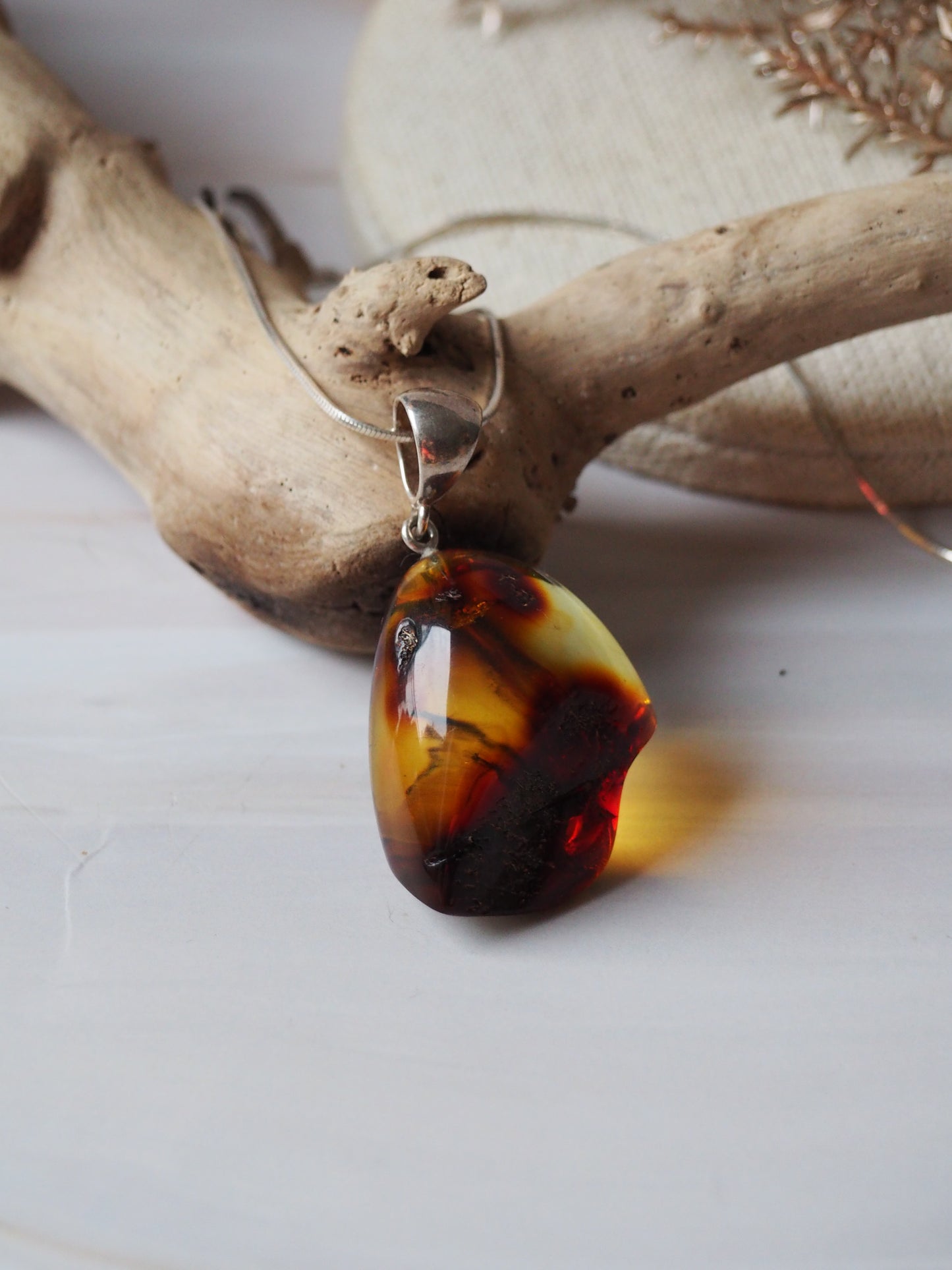 Natural Amber Pendant with Insect inclusion