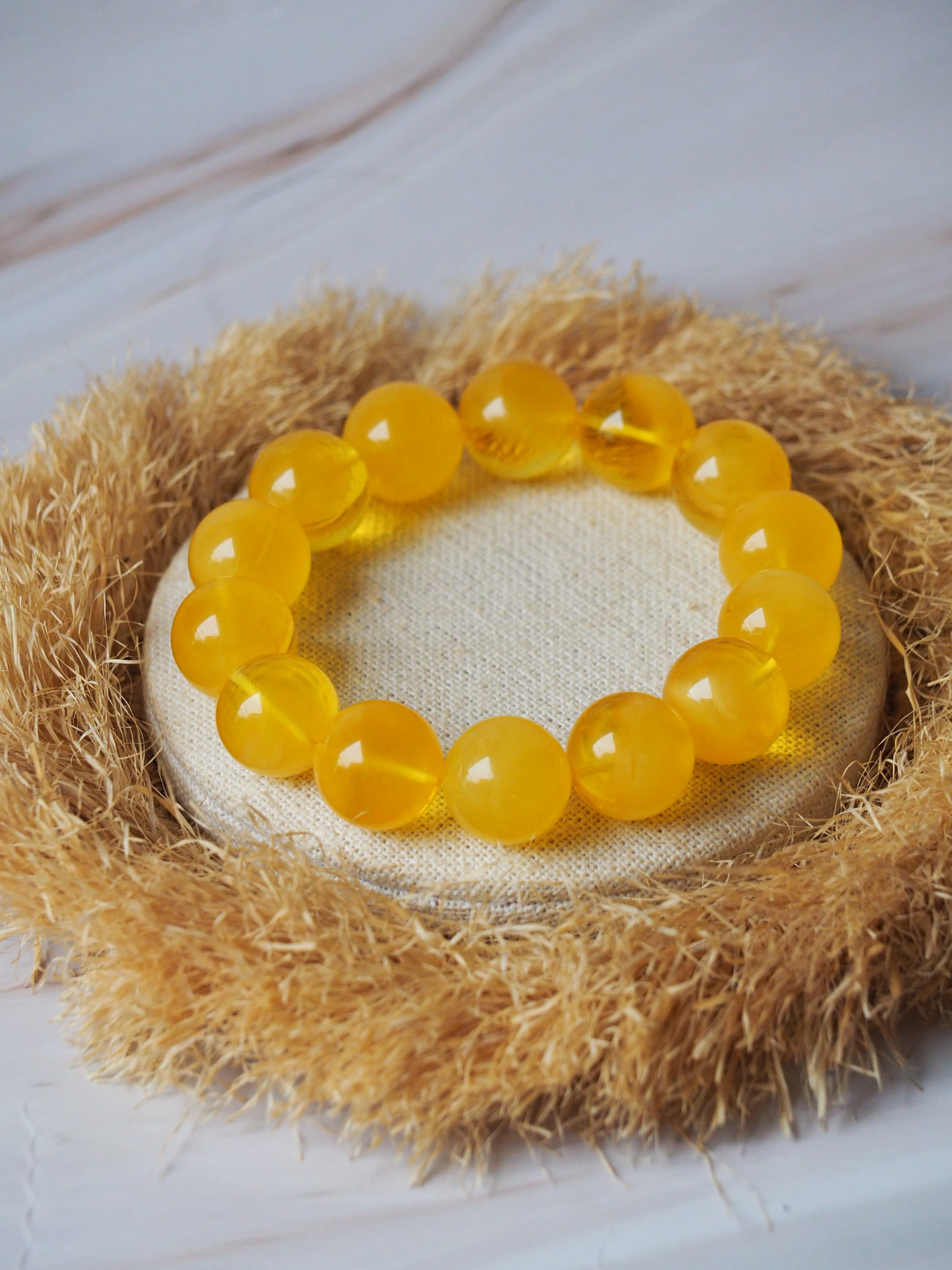 Natural Beeswax Amber Beaded Bracelet 16,8mm
