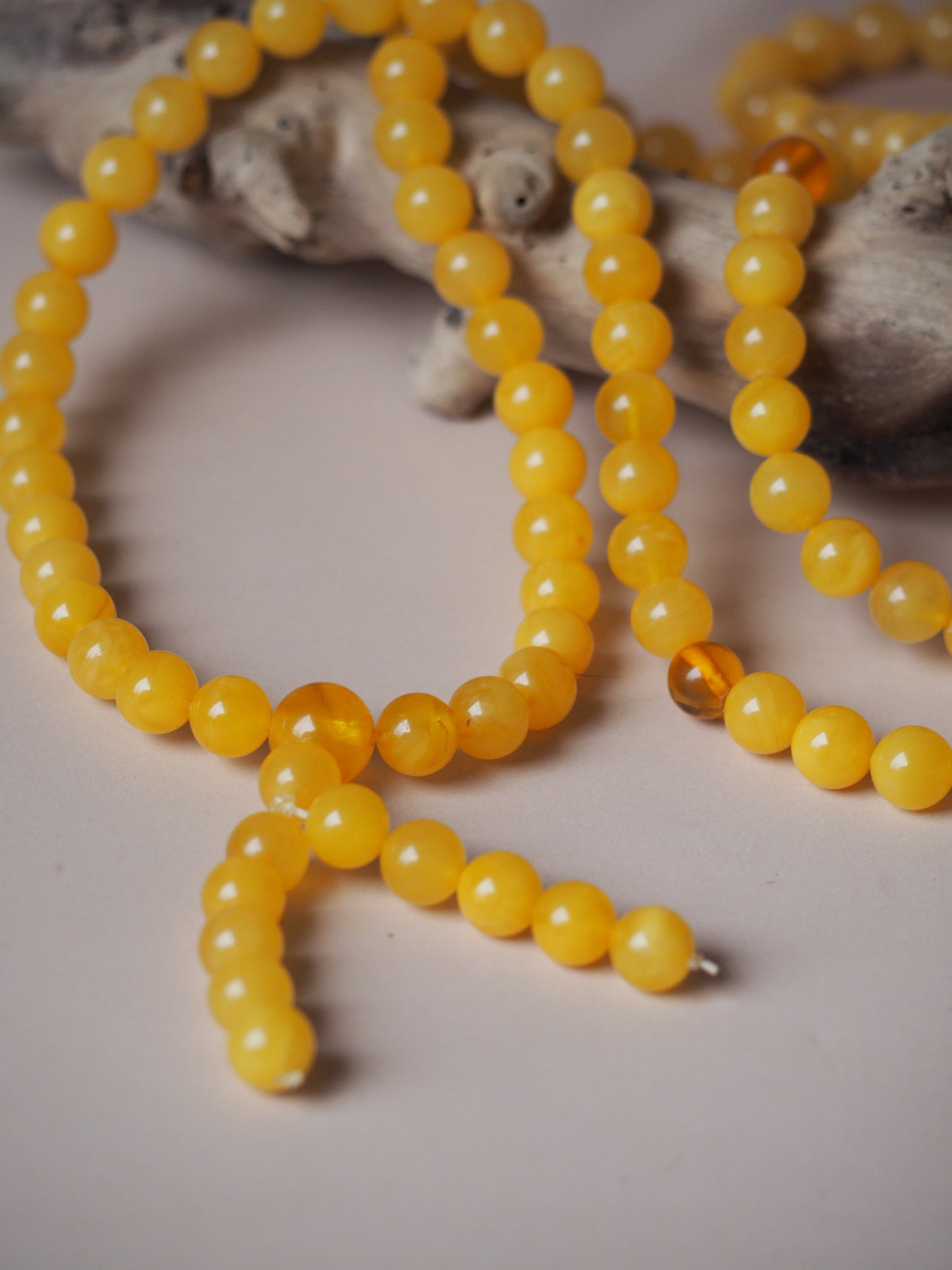 Natural Butterscotch Amber Mala 108 Prayer Beads 8mm