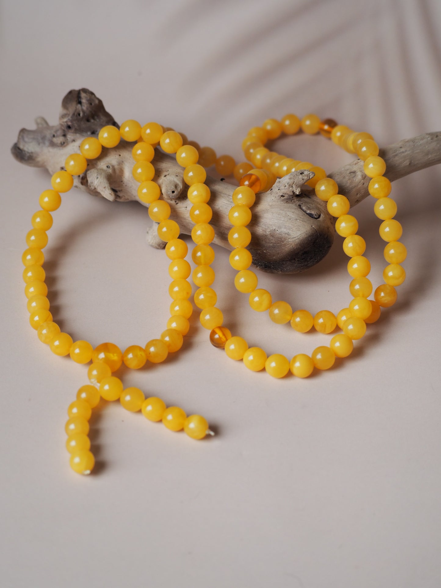 Natural Butterscotch Amber Mala 108 Prayer Beads 8mm