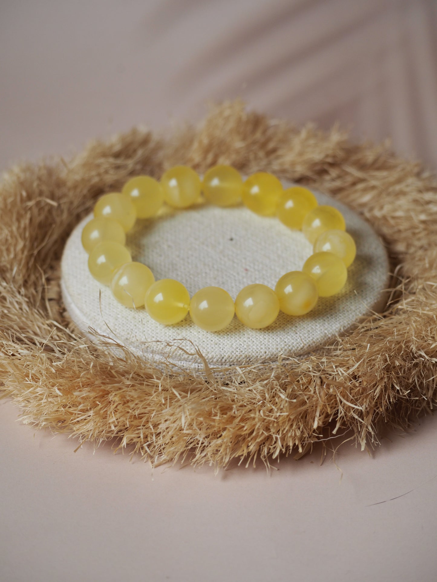 Natural Milk Amber Beaded Bracelet 13,5mm