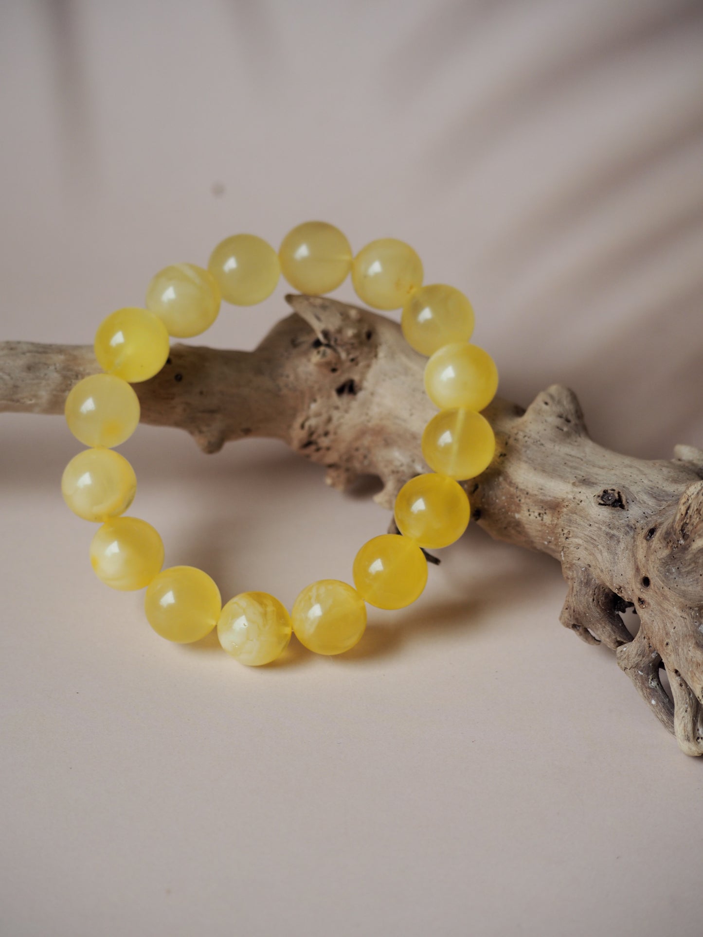 Natural Milk Amber Beaded Bracelet 13,5mm