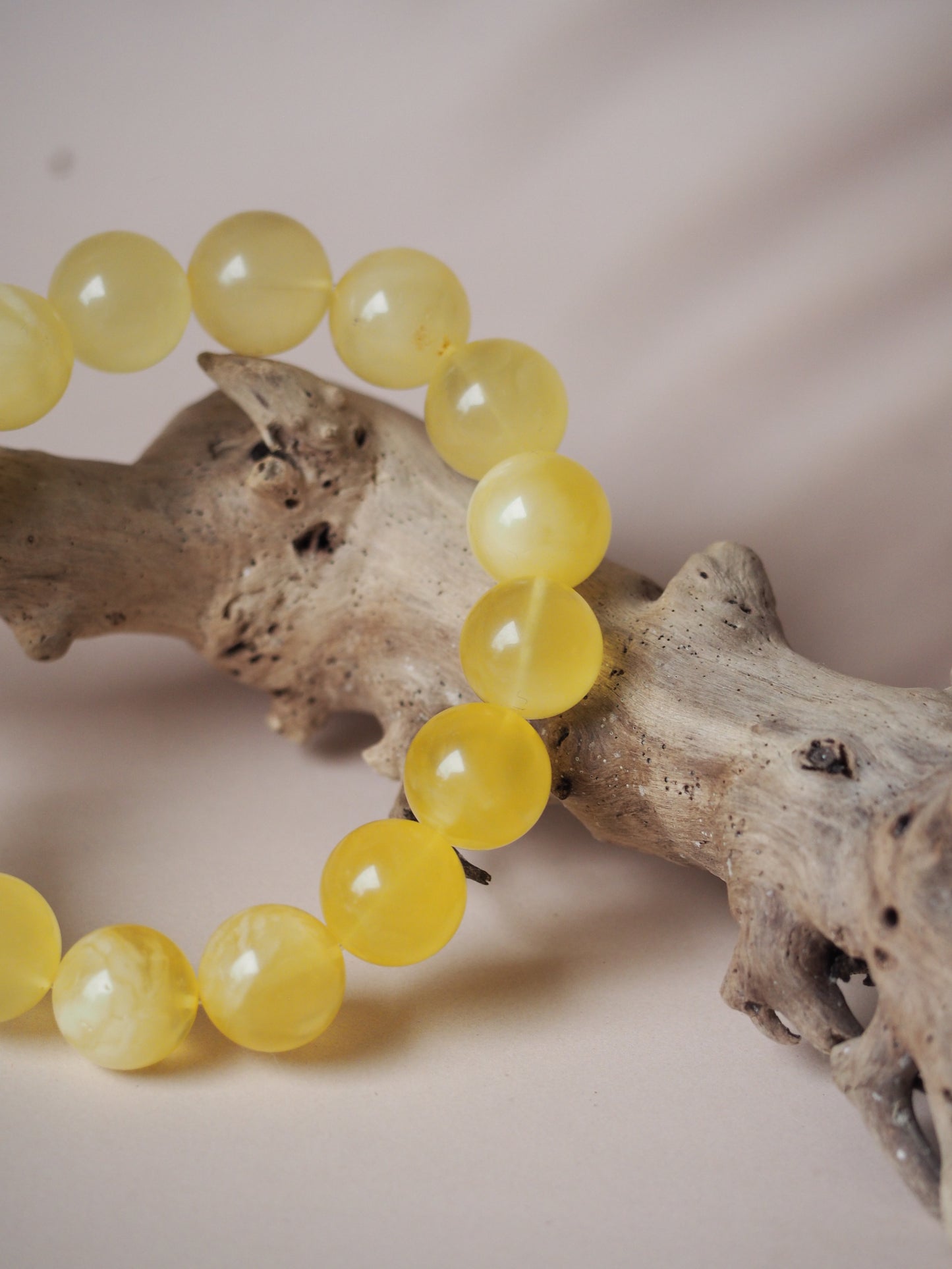 Natural Milk Amber Beaded Bracelet 13,5mm