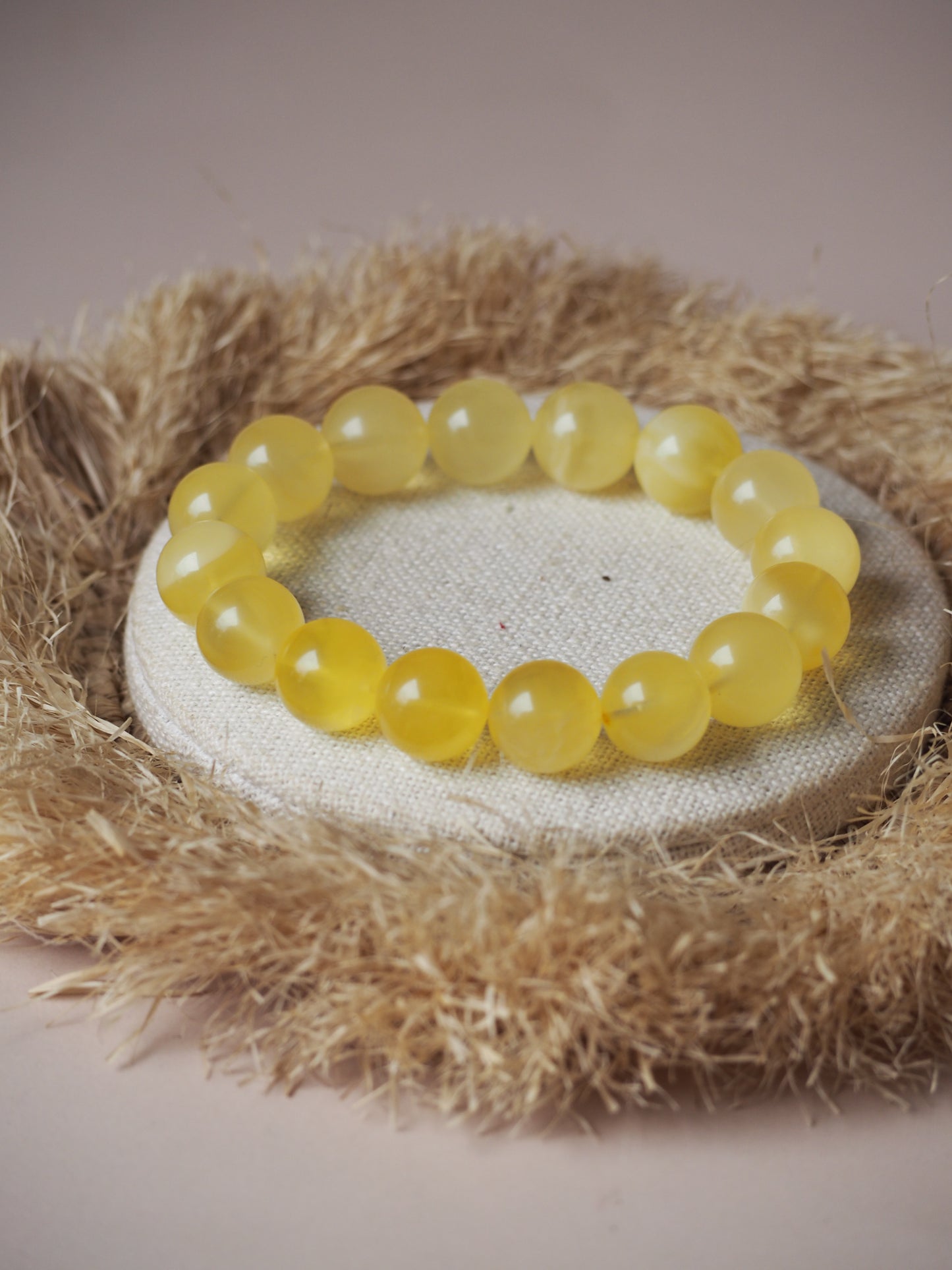 Natural Milk Amber Beaded Bracelet 13,5mm