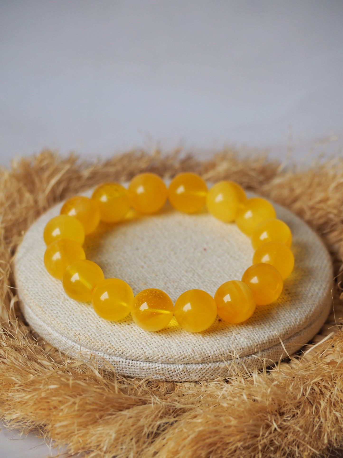 Natural Butterscotch Amber Beaded Bracelet 13,2mm