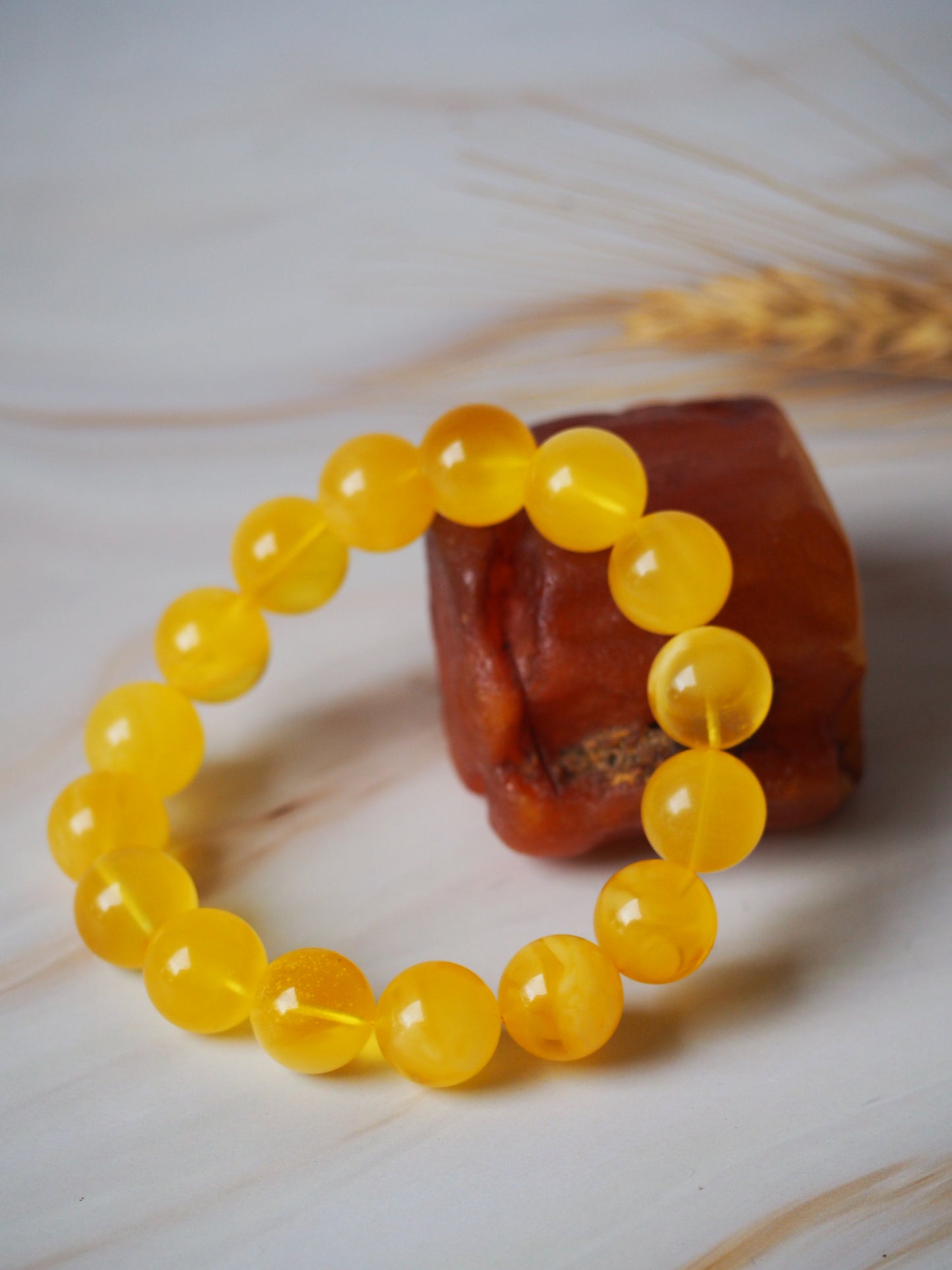 Natural Butterscotch Amber Beaded Bracelet 13,2mm