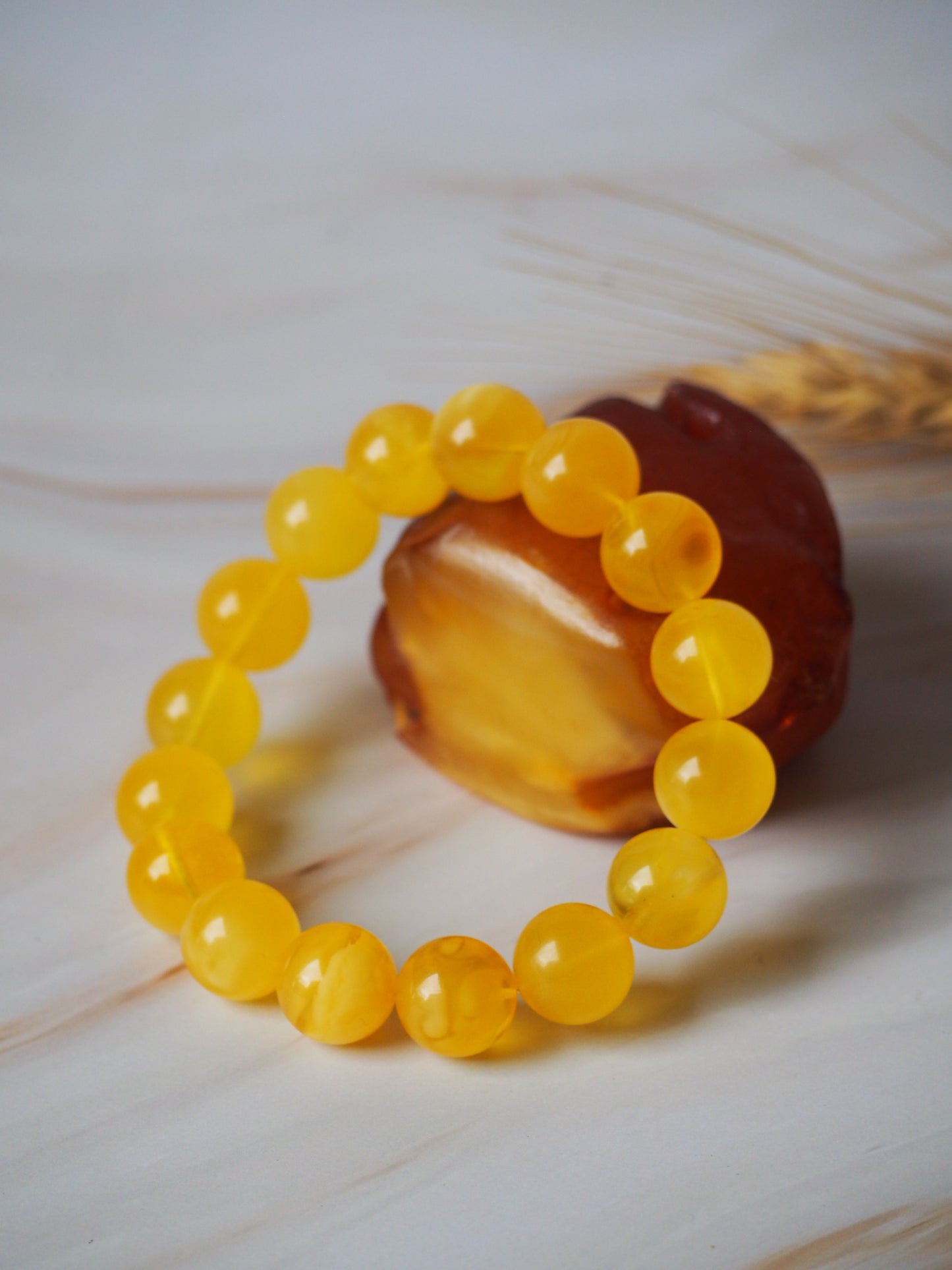 Natural Butterscotch Amber Beaded Bracelet 13,2mm