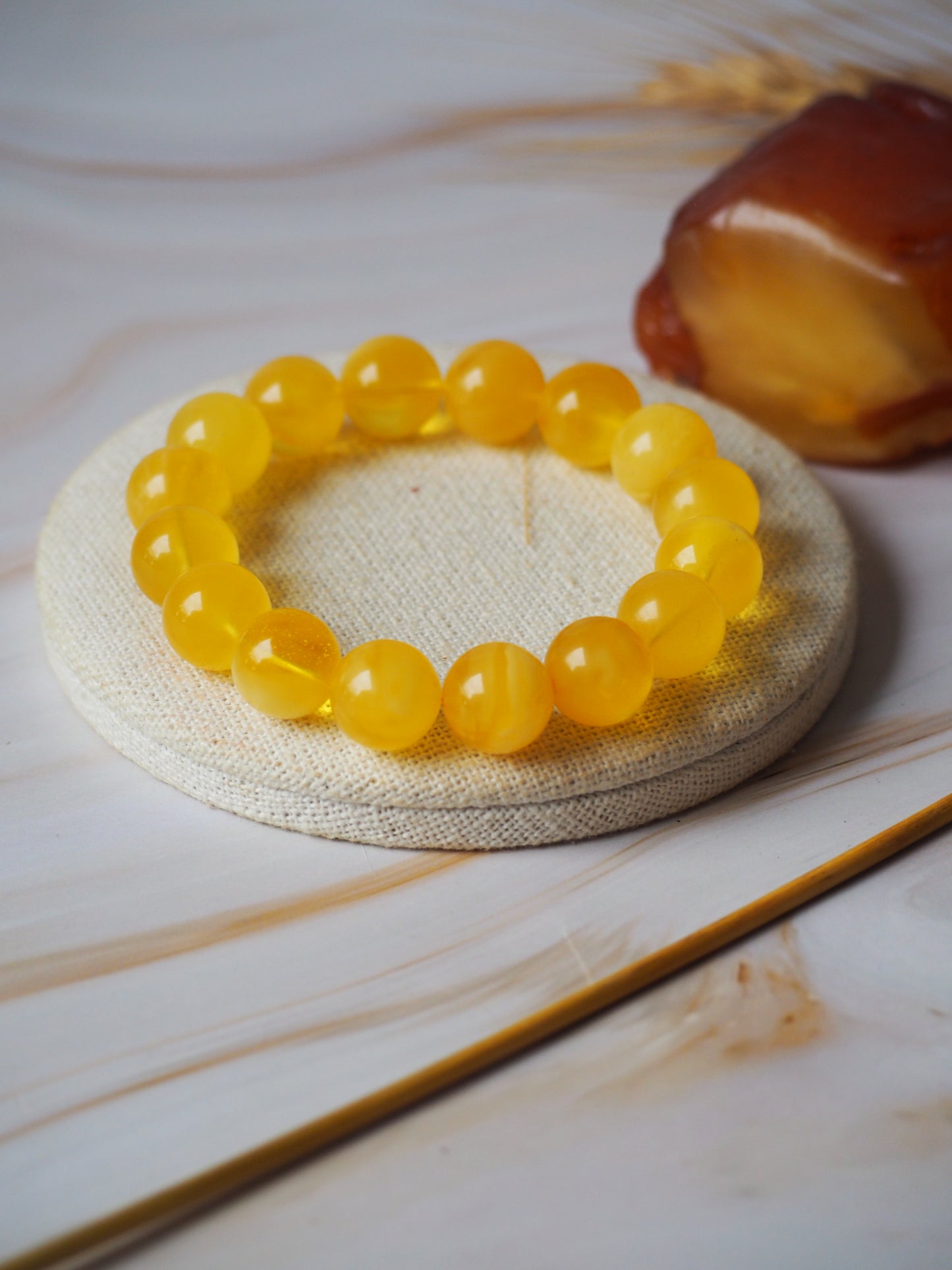 Natural Butterscotch Amber Beaded Bracelet 13,2mm