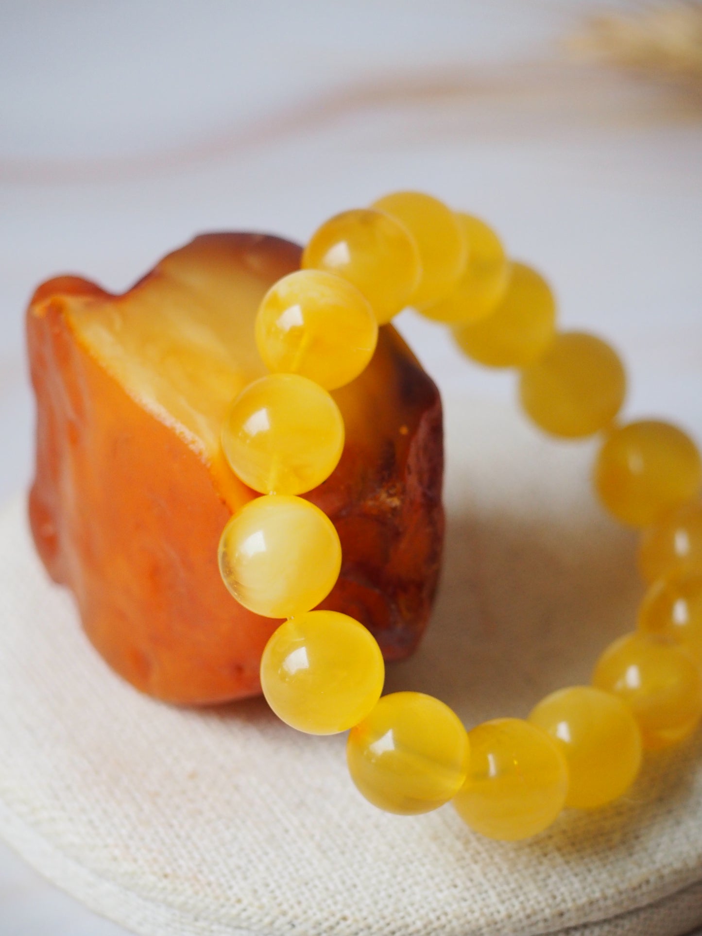 Natural Butterscotch Amber Beaded Bracelet 13,2mm