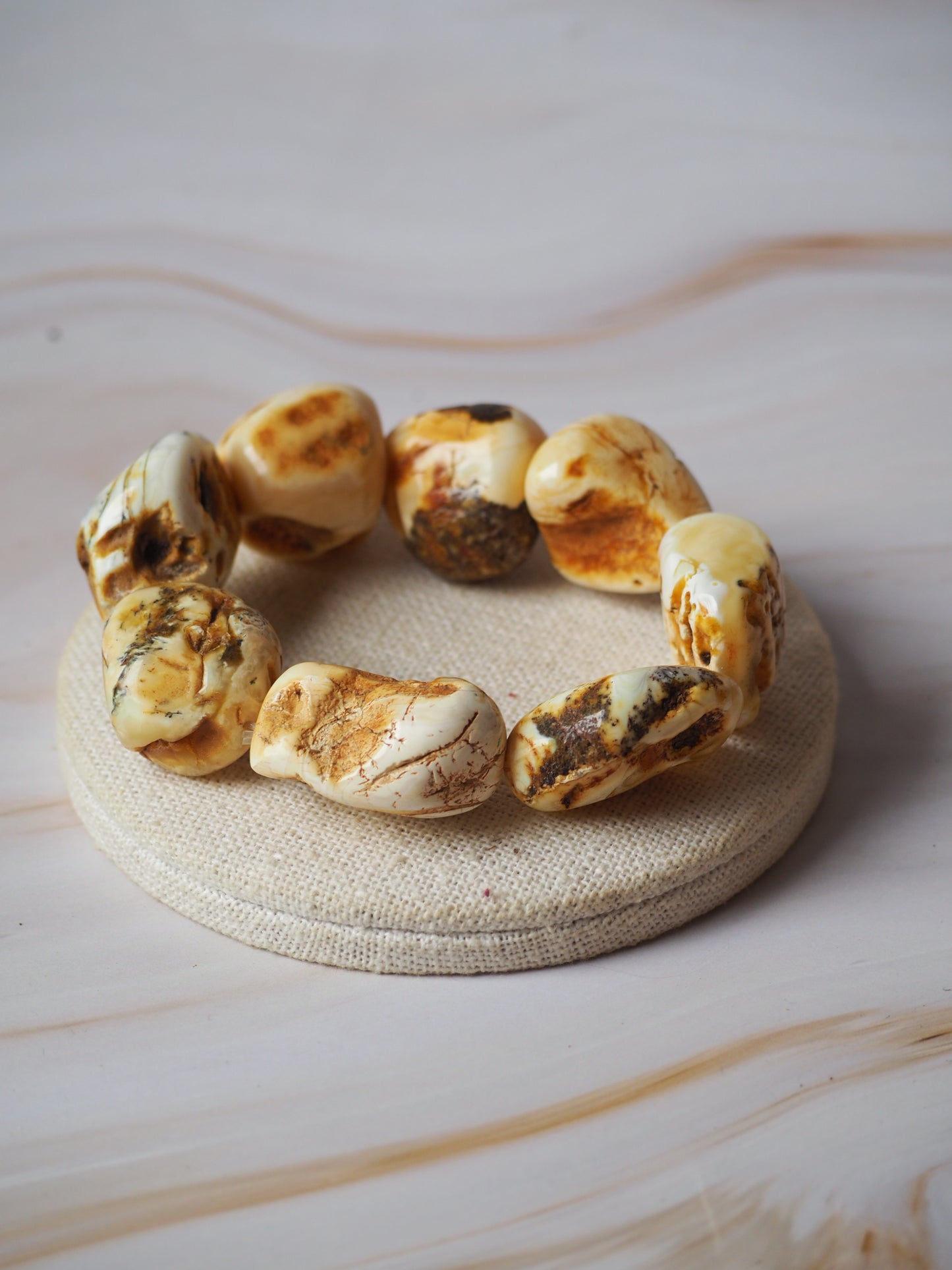 Unique and Rare Natural Raw White Amber Irregular Bracelet 45,97g