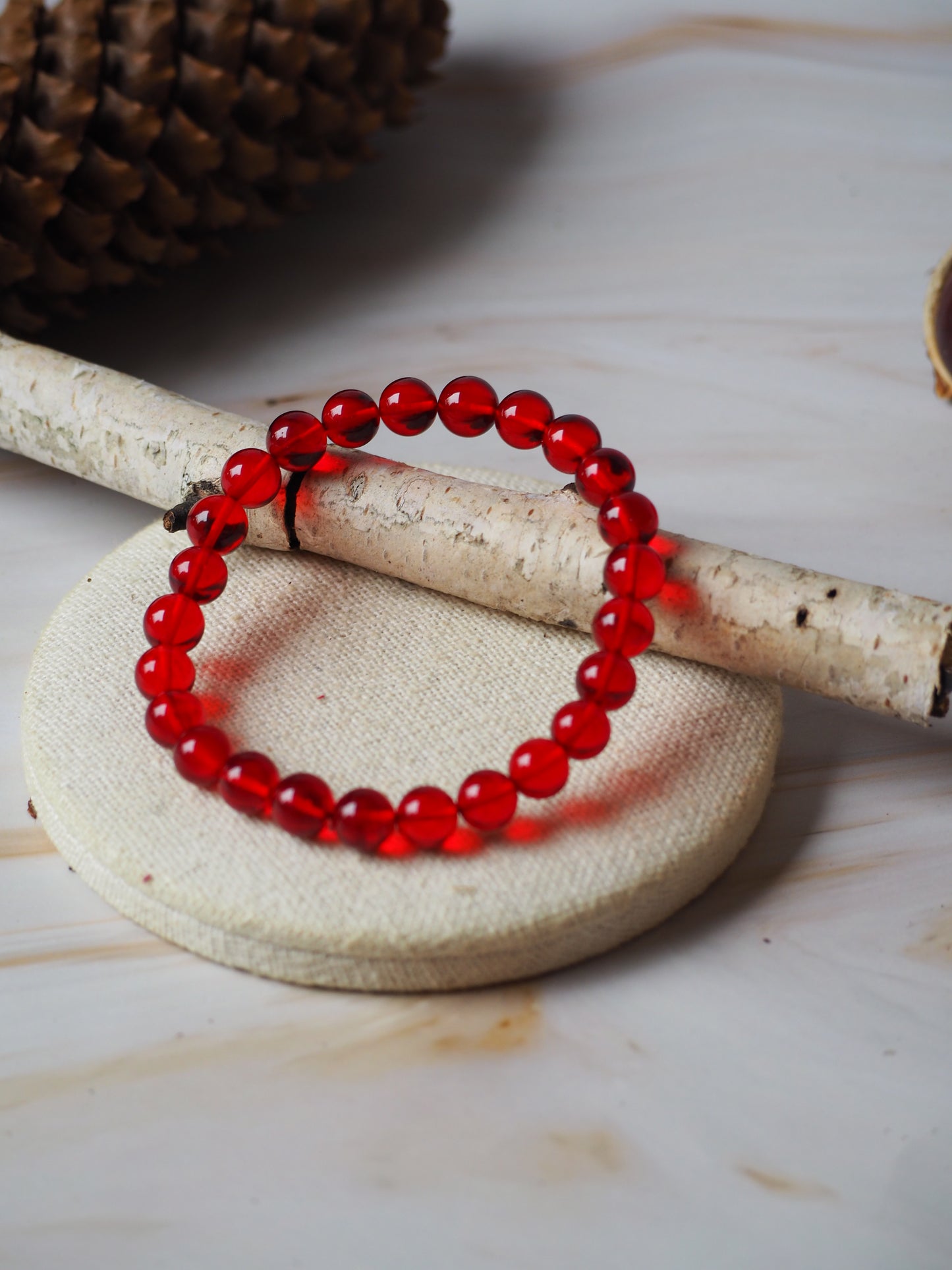 Red/ Blood Amber Beaded Bracelet 8mm