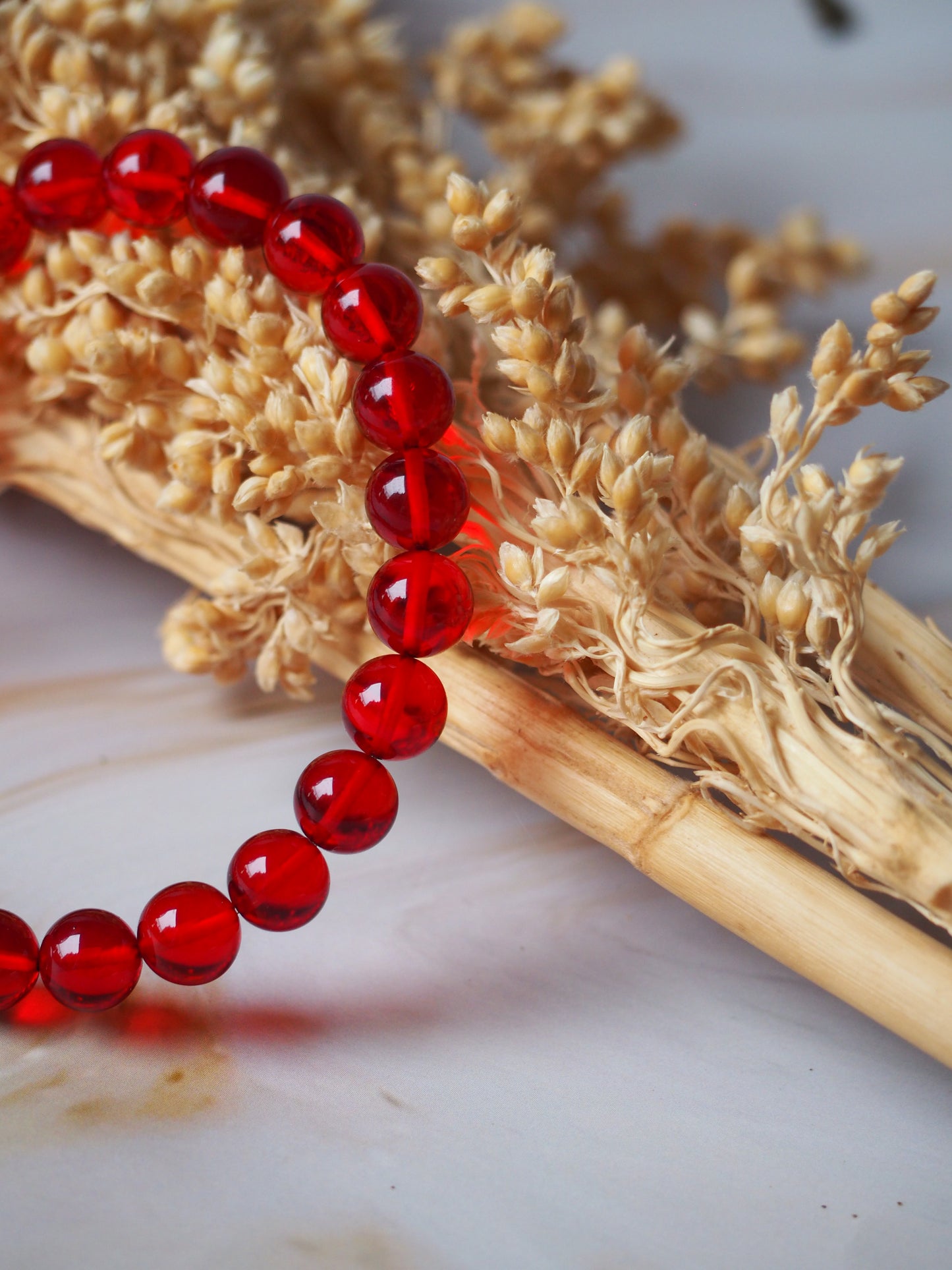 Red/ Blood Amber Beaded Bracelet 8mm