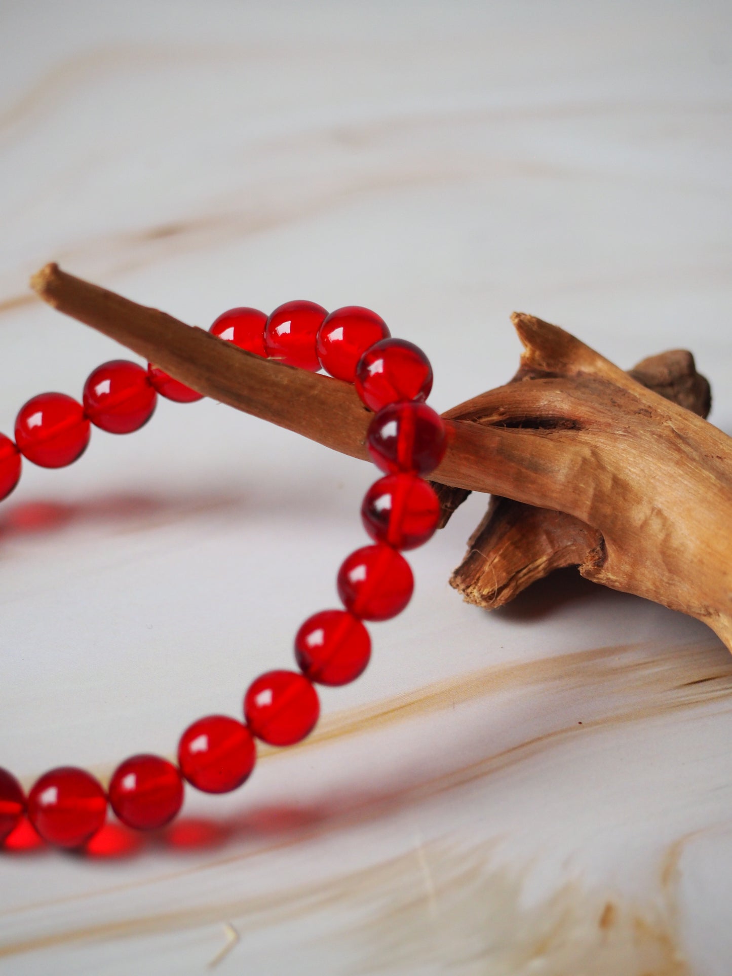 Red/ Blood Amber Beaded Bracelet 8mm