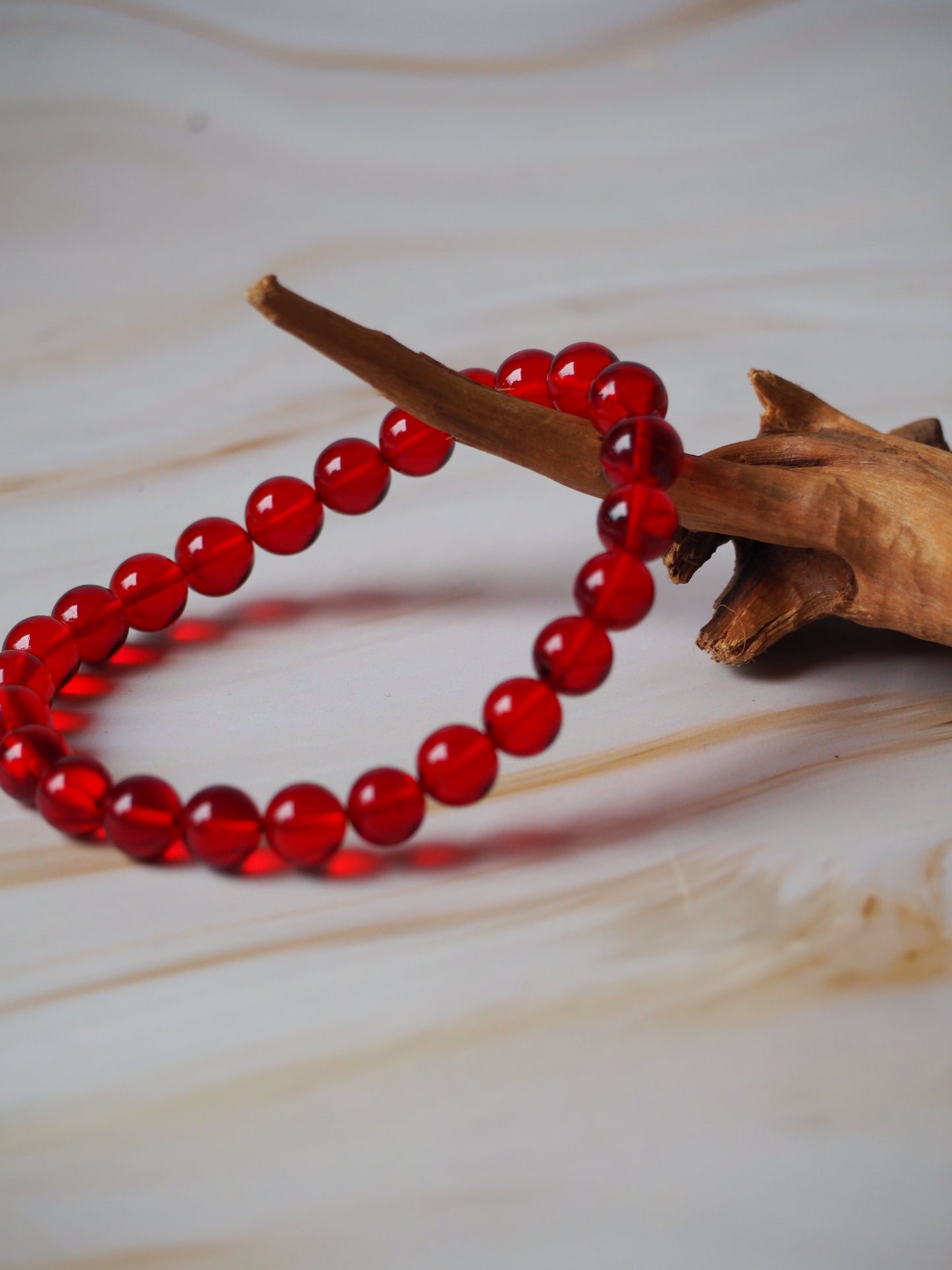 Red/ Blood Amber Beaded Bracelet 8mm