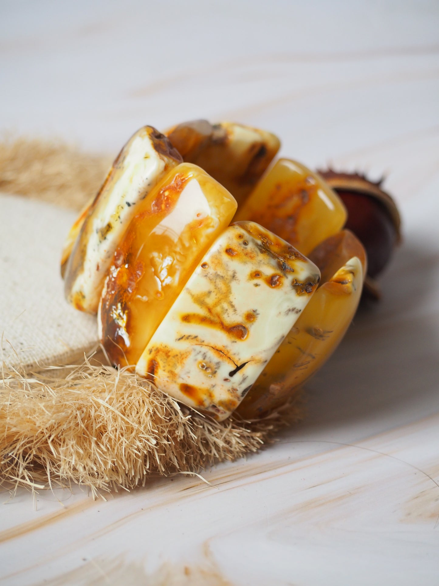 Huge Unique Raw Amber Bracelet + Certificate