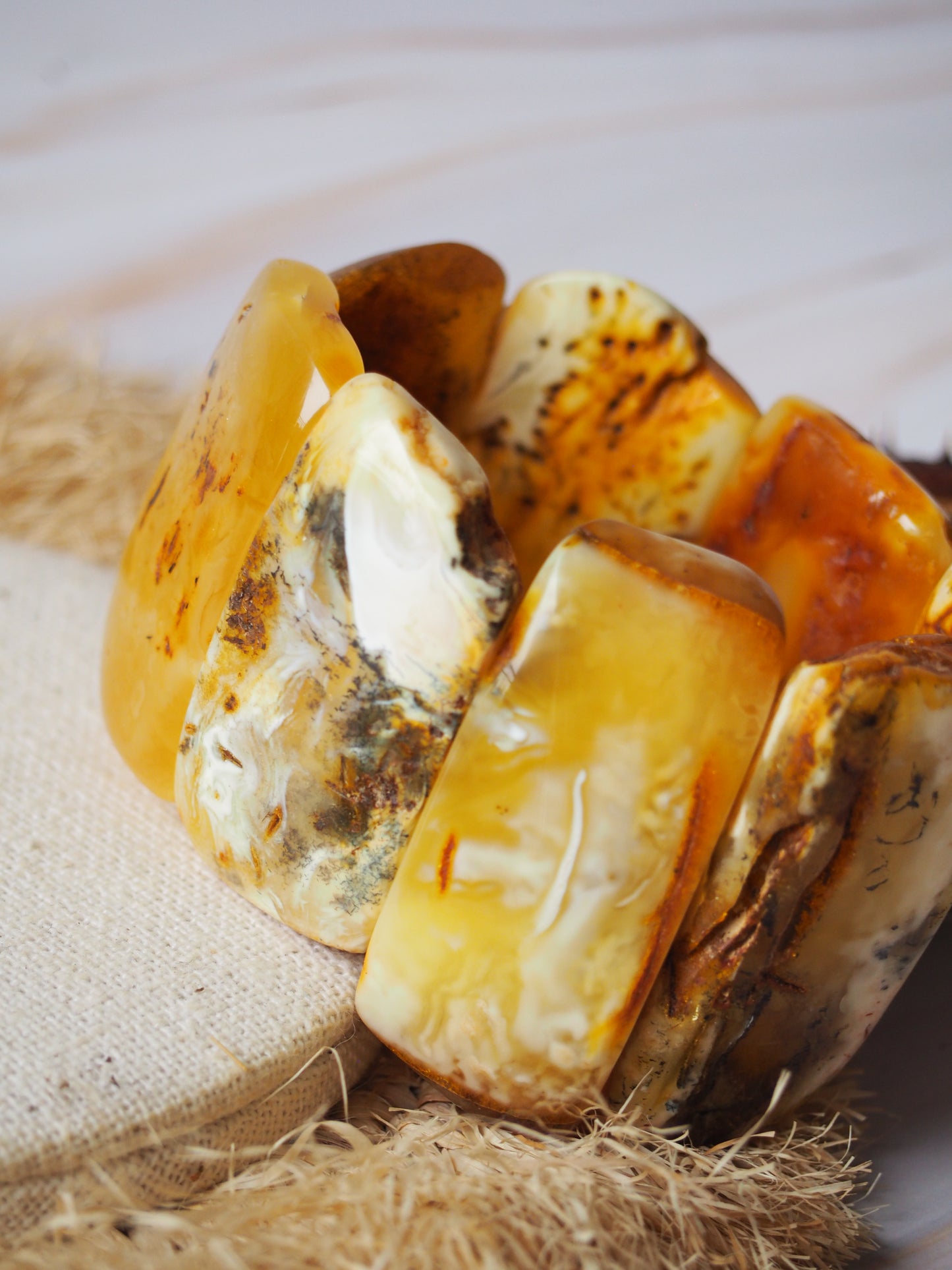 Huge Unique Raw Amber Bracelet + Certificate