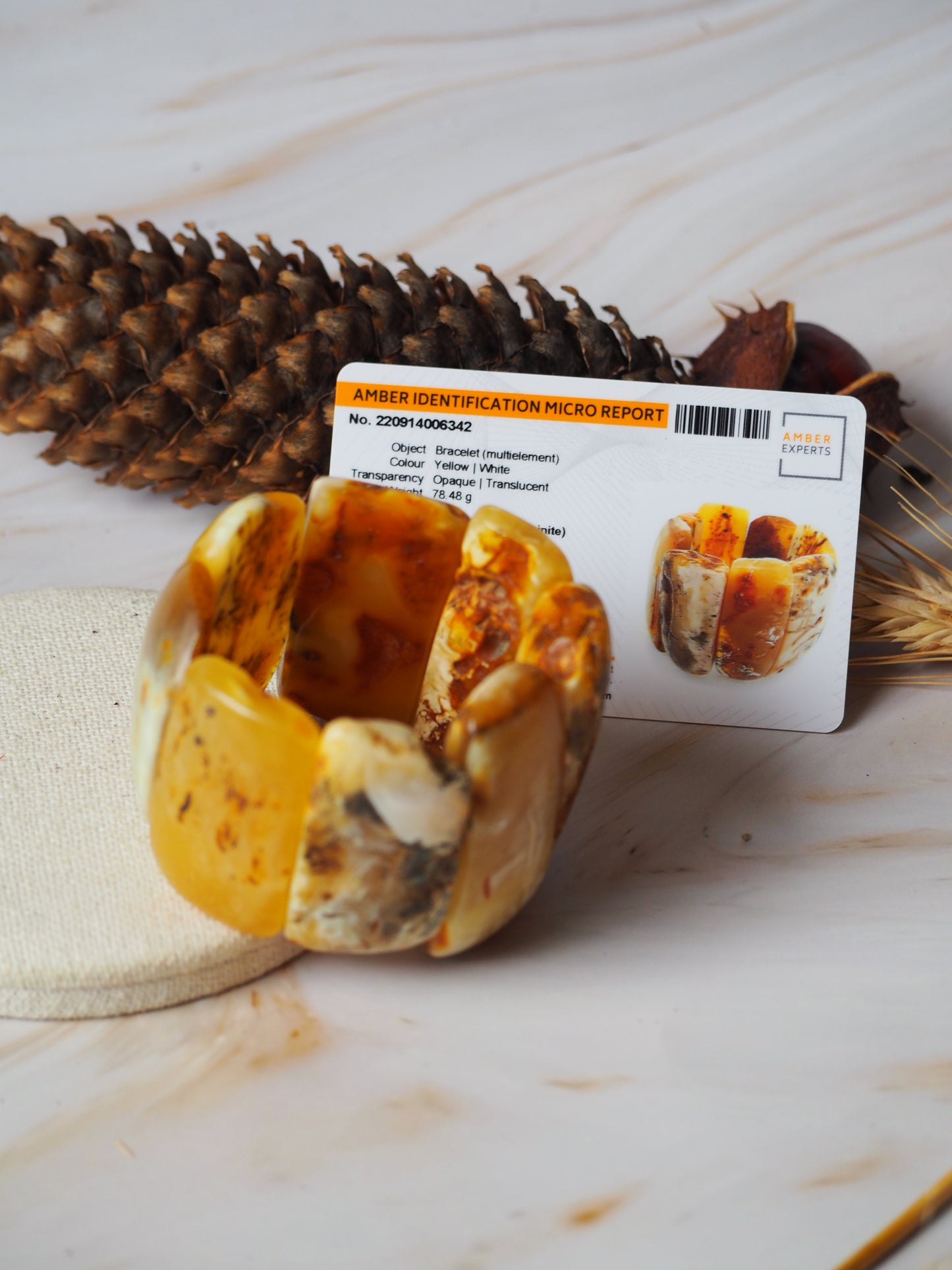 Huge Unique Raw Amber Bracelet + Certificate