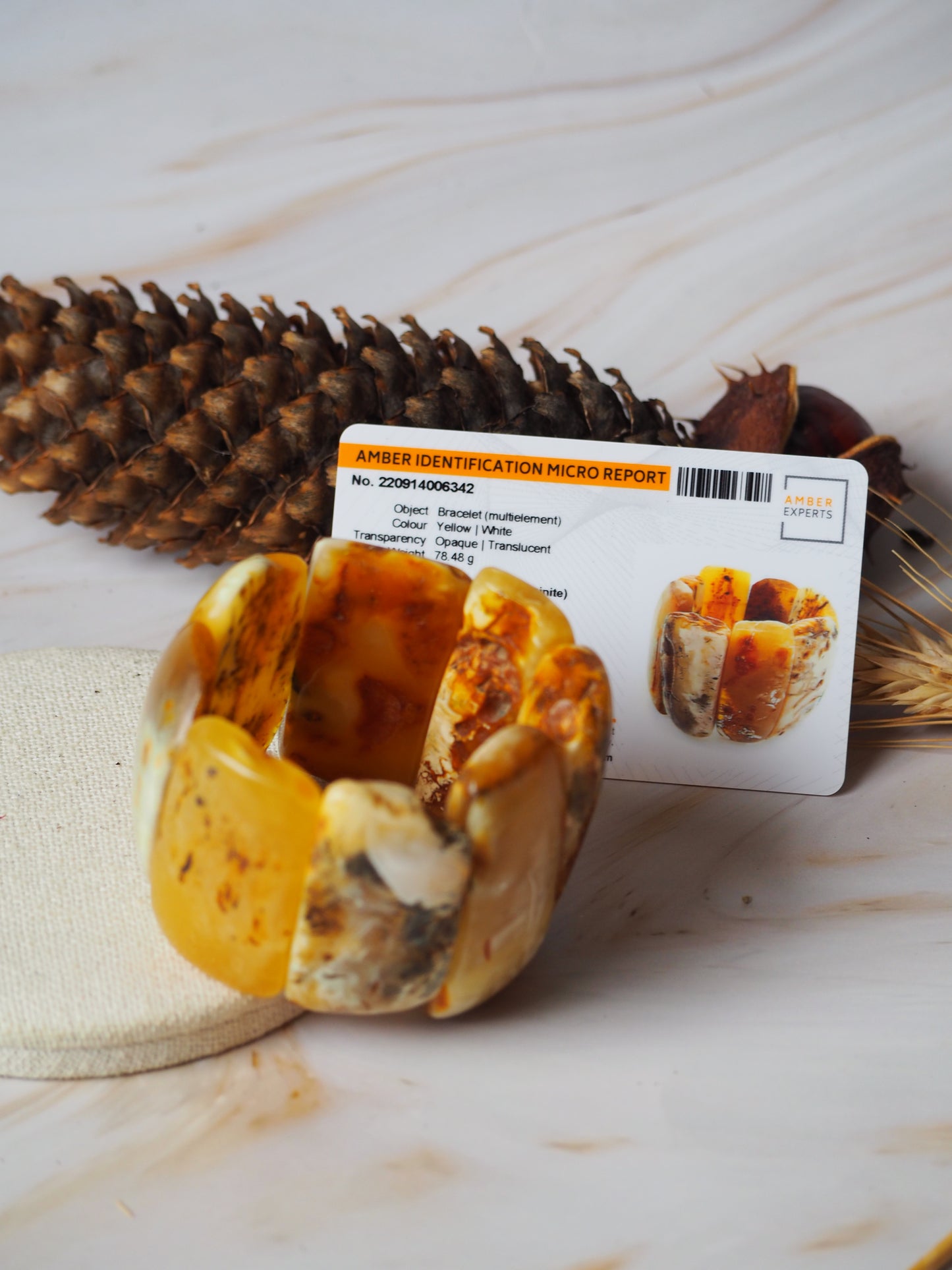 Huge Unique Raw Amber Bracelet + Certificate