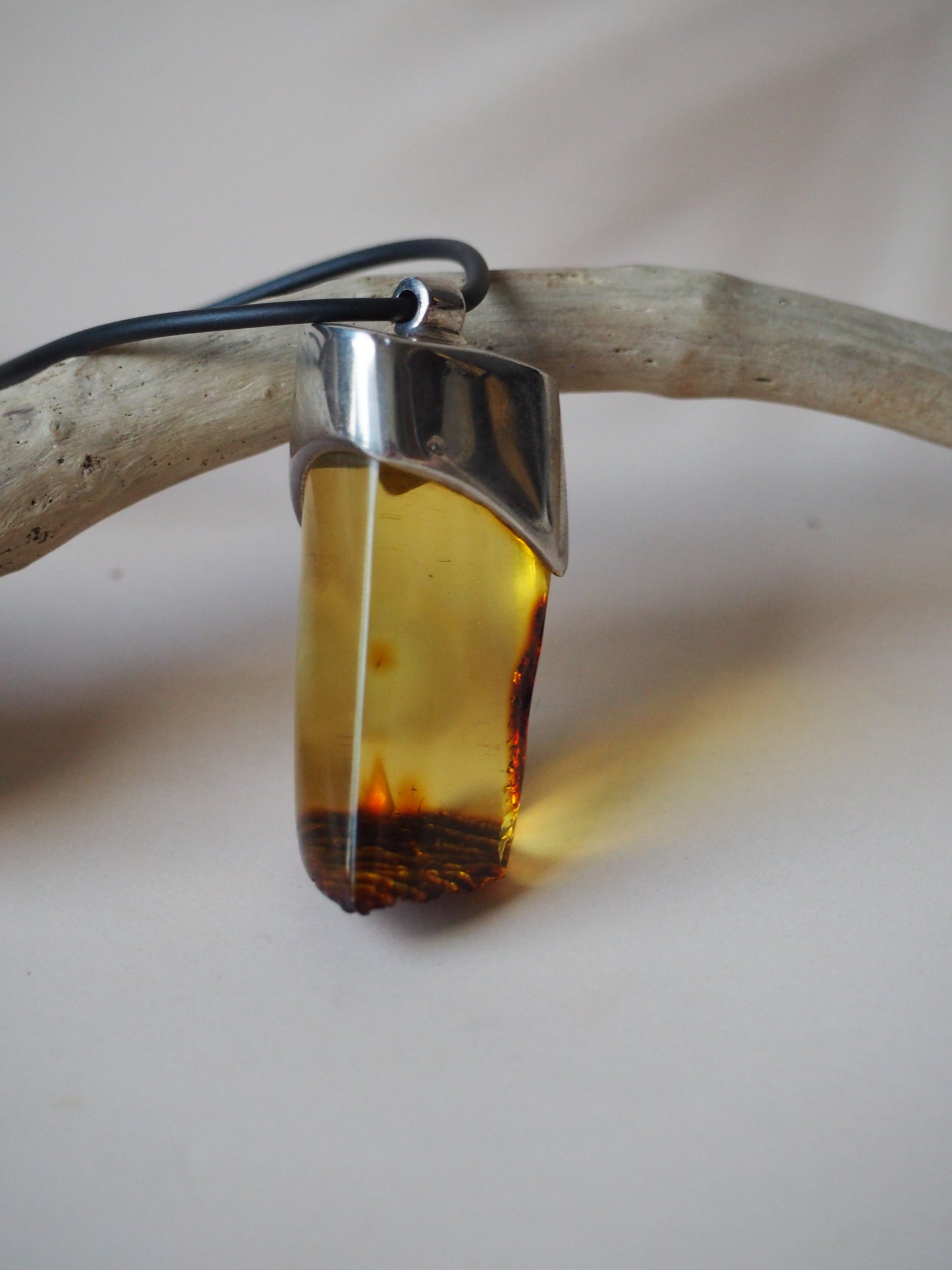 Unique Natural Amber Necklace with Round Milk Inclusion
