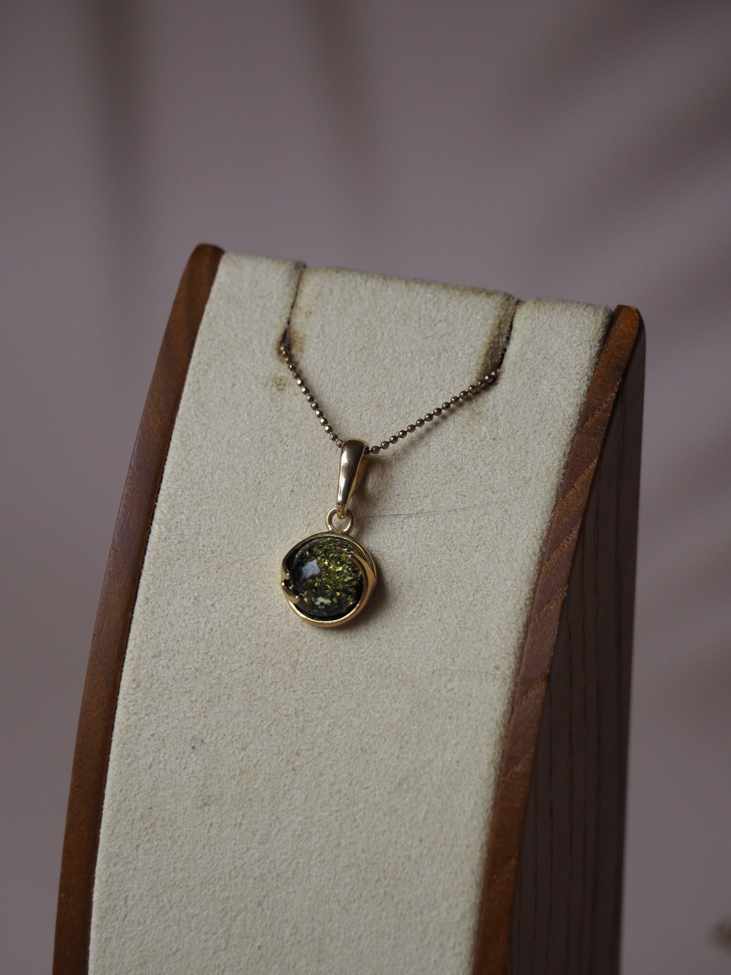 Green Amber Round Small Charm