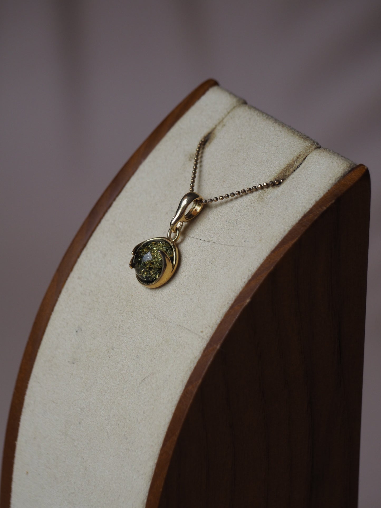 Green Amber Round Small Charm
