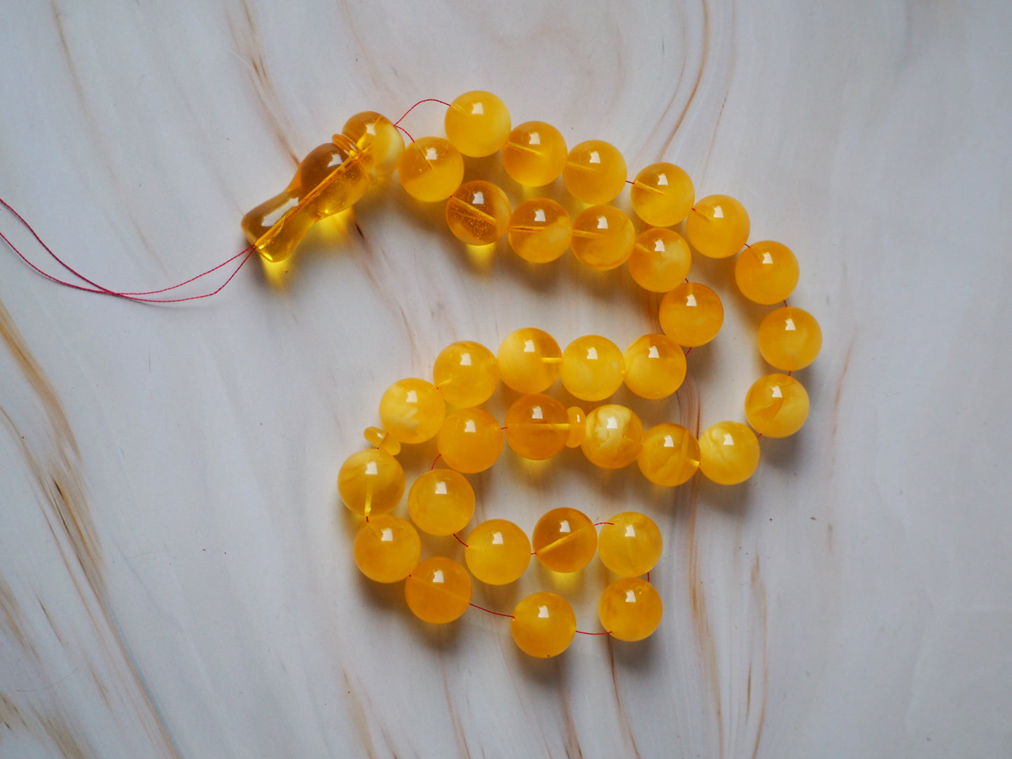 Natural Unheated Honey Amber Misbaha Prayer Beads 16,5mm + Certificate