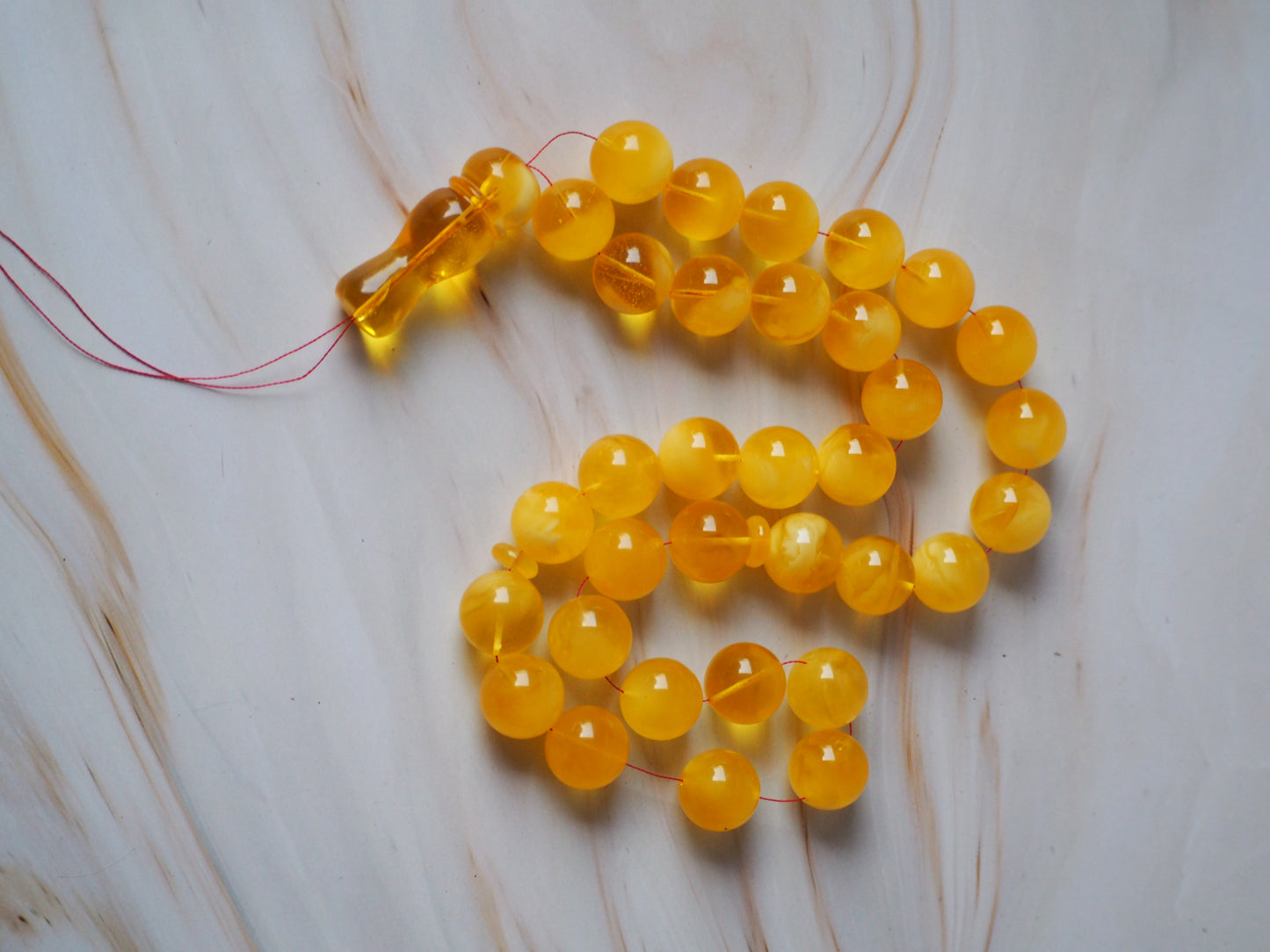 Natural Unheated Honey Amber Misbaha Prayer Beads 16,5mm + Certificate