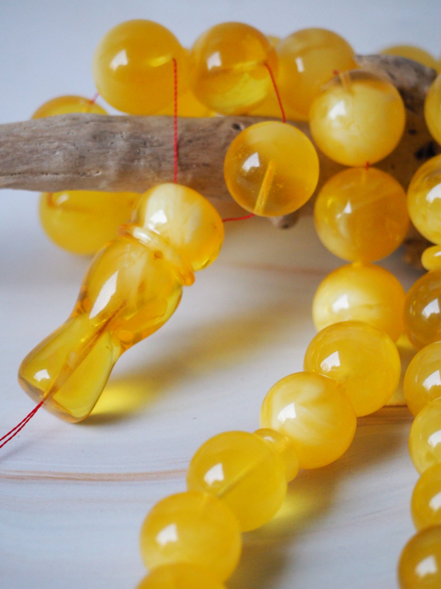 Natural Unheated Honey Amber Misbaha Prayer Beads 16,5mm + Certificate