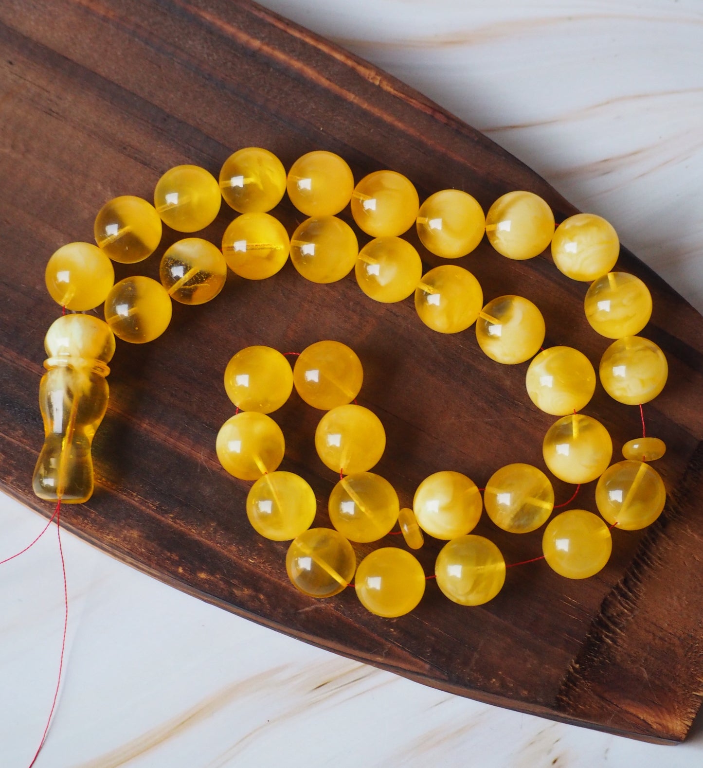 Natural Unheated Honey Amber Misbaha Prayer Beads 16,5mm + Certificate