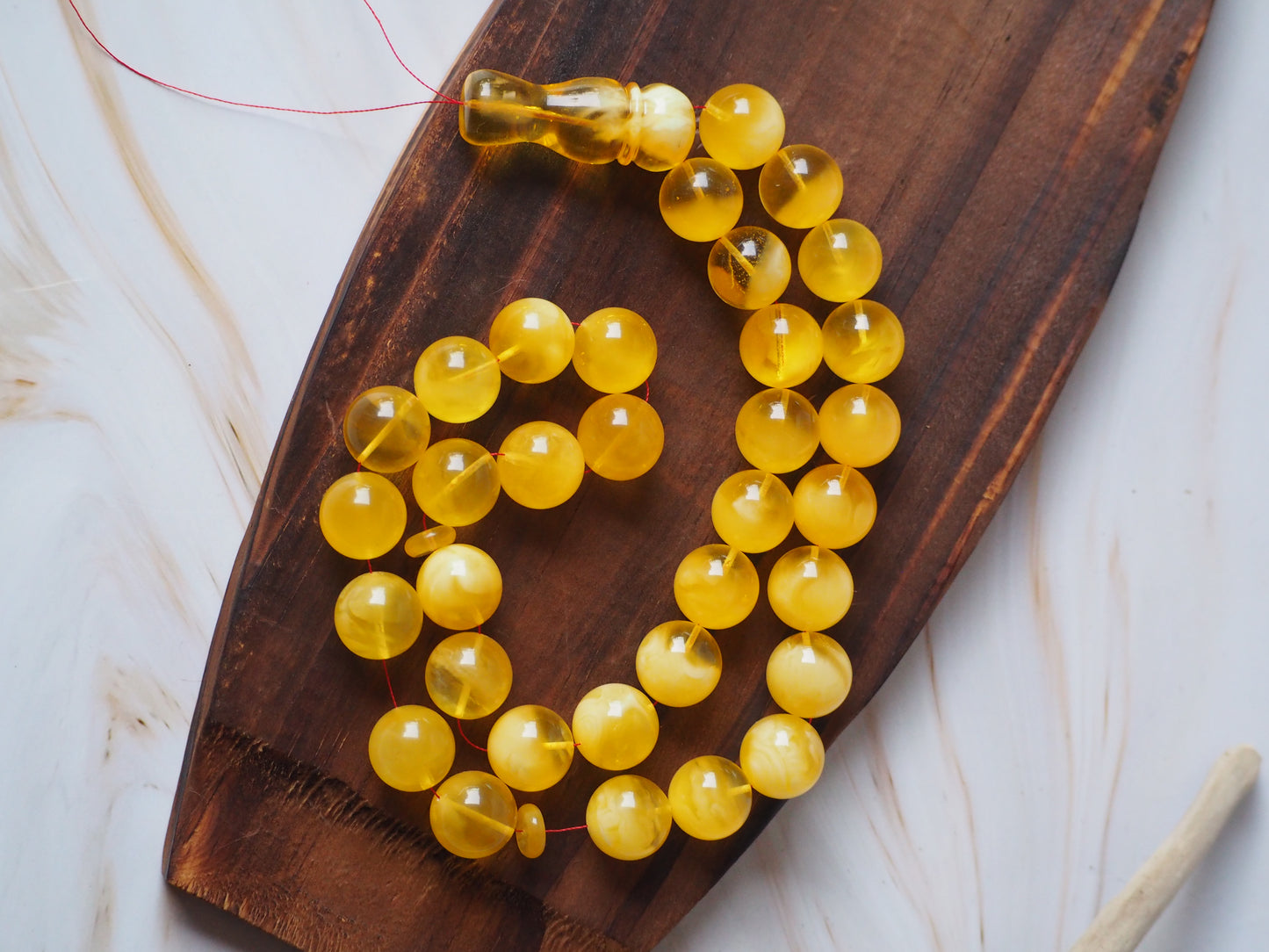 Natural Unheated Honey Amber Misbaha Prayer Beads 16,5mm + Certificate
