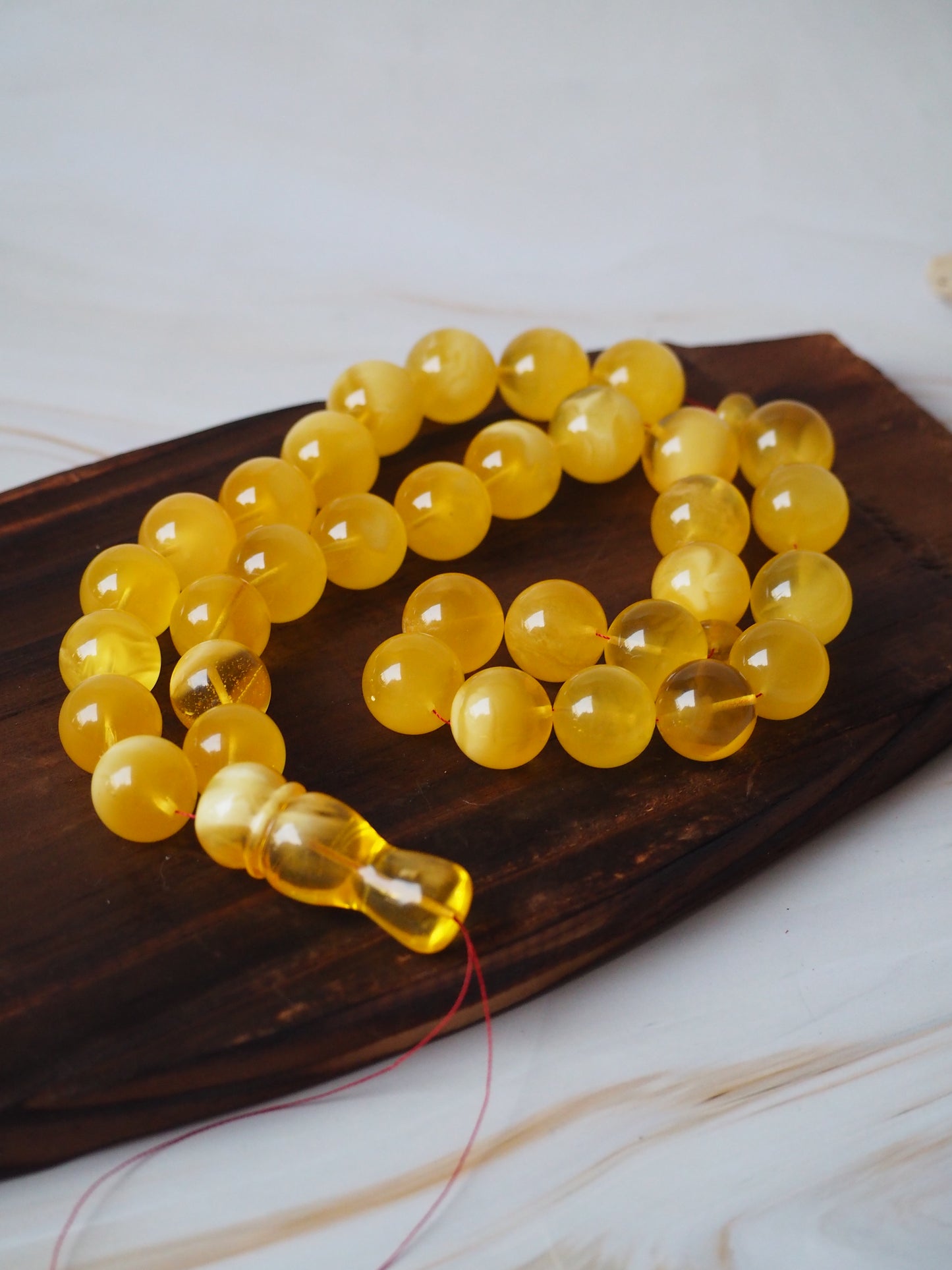 Natural Unheated Honey Amber Misbaha Prayer Beads 16,5mm + Certificate