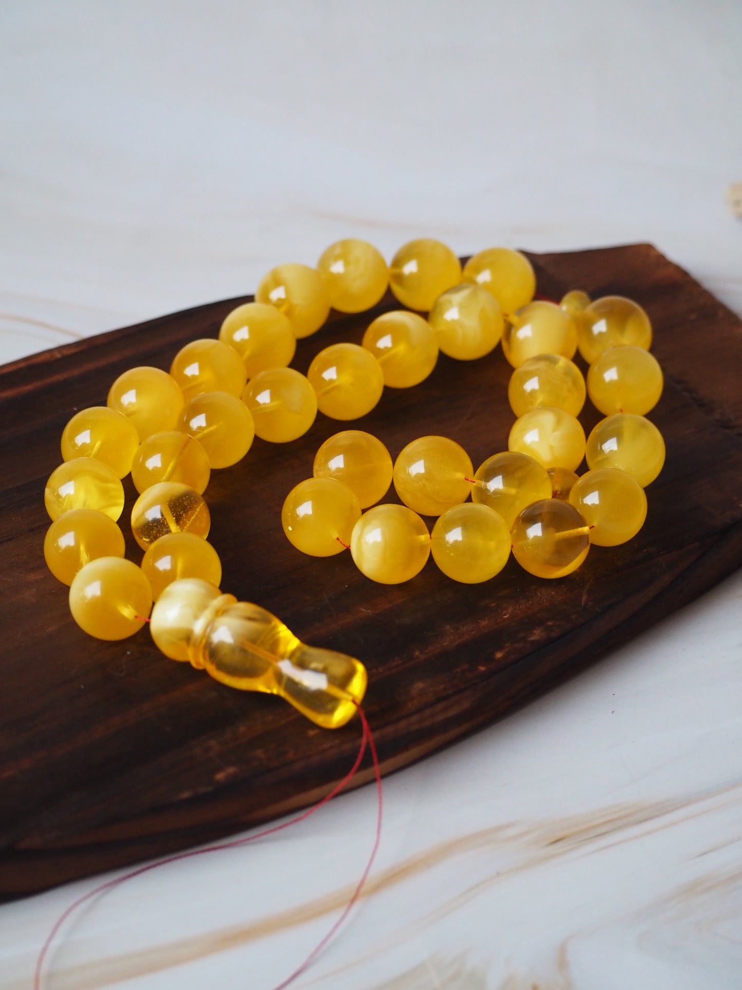 Natural Unheated Honey Amber Misbaha Prayer Beads 16,5mm + Certificate
