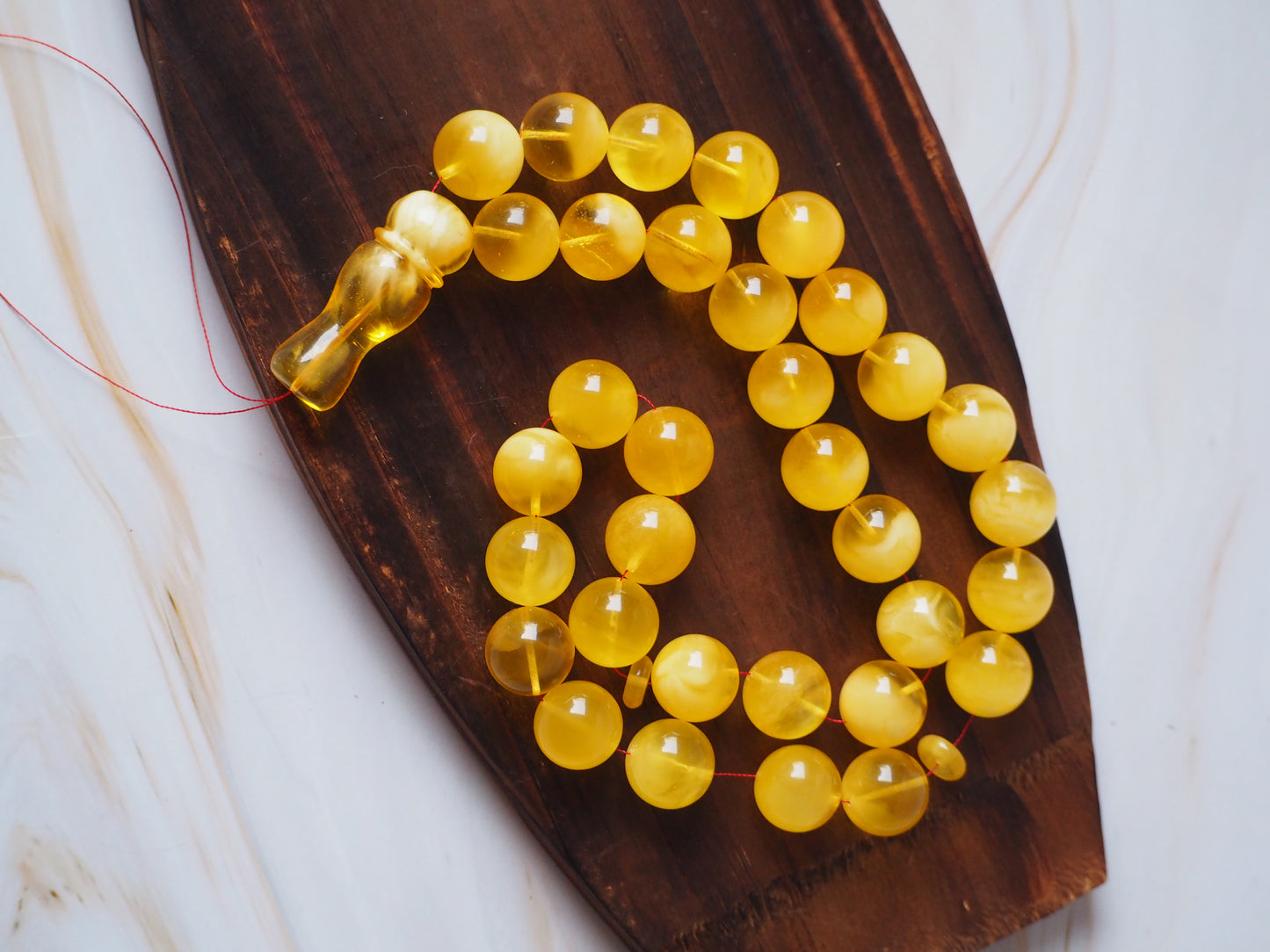 Natural Unheated Honey Amber Misbaha Prayer Beads 16,5mm + Certificate