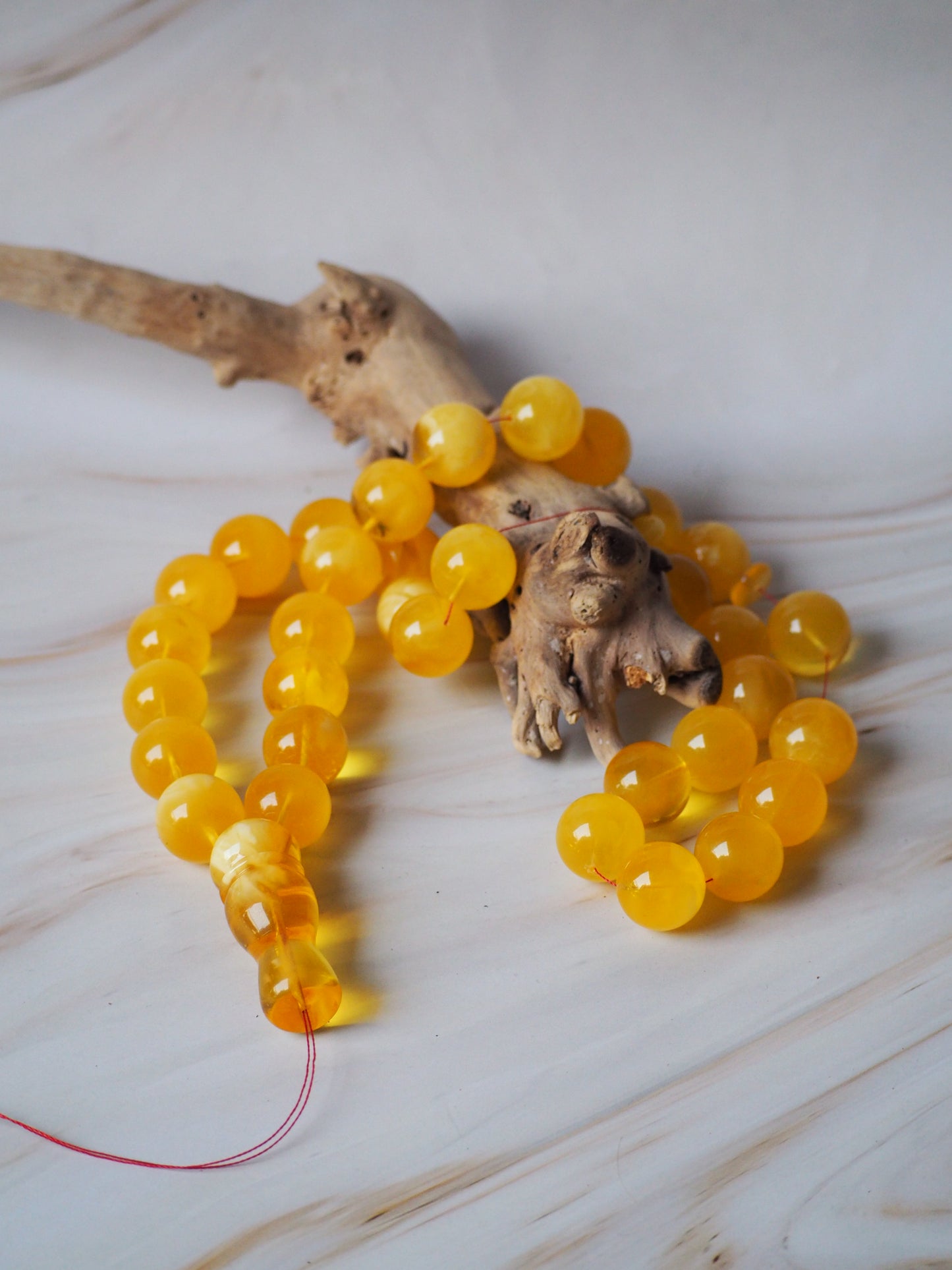 Natural Unheated Honey Amber Misbaha Prayer Beads 16,5mm + Certificate