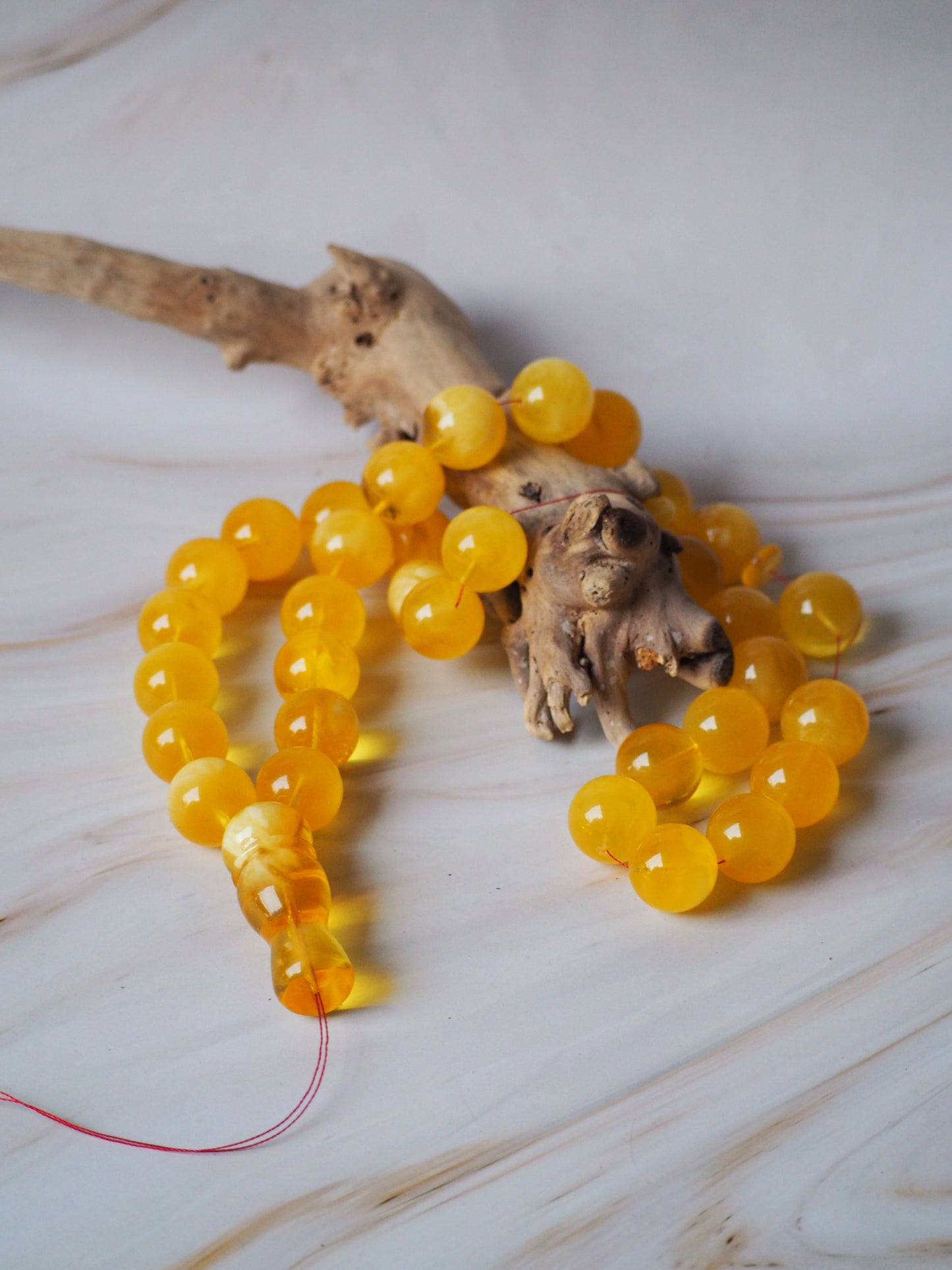 Natural Unheated Honey Amber Misbaha Prayer Beads 16,5mm + Certificate