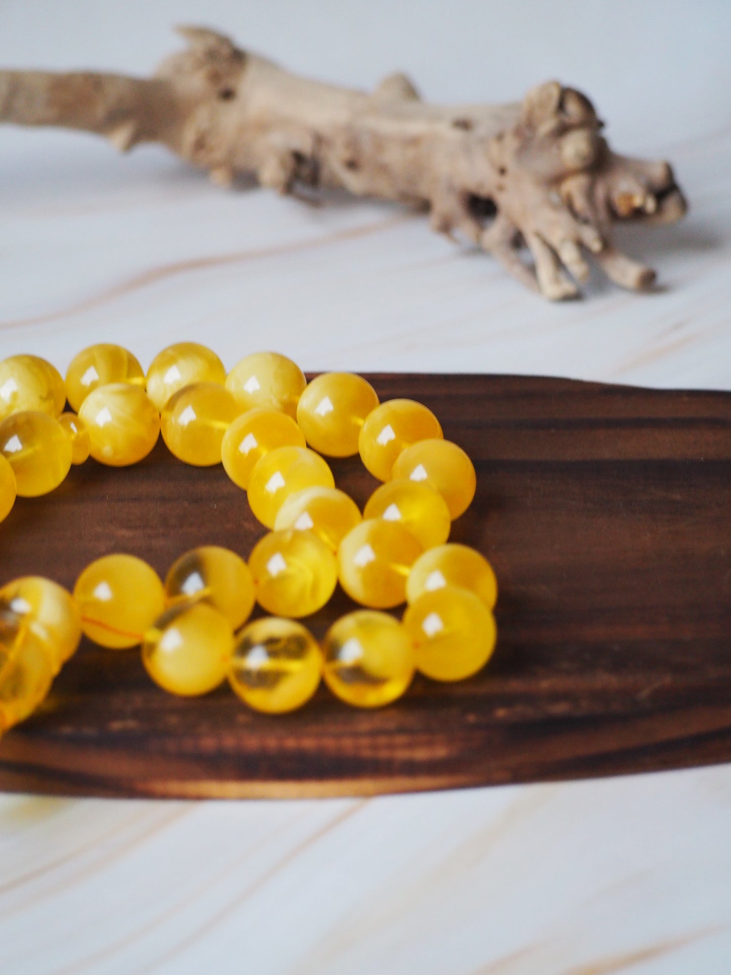 Natural Unheated Honey Amber Misbaha Prayer Beads 16,5mm + Certificate