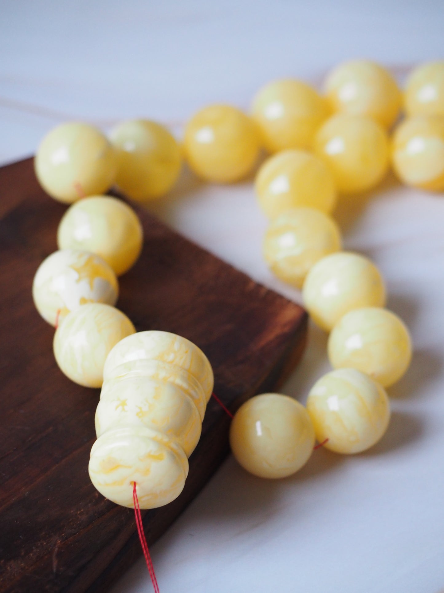 Natural Unheated Royal White/Milk Amber Misbaha Prayer Beads 18mm + Certificate