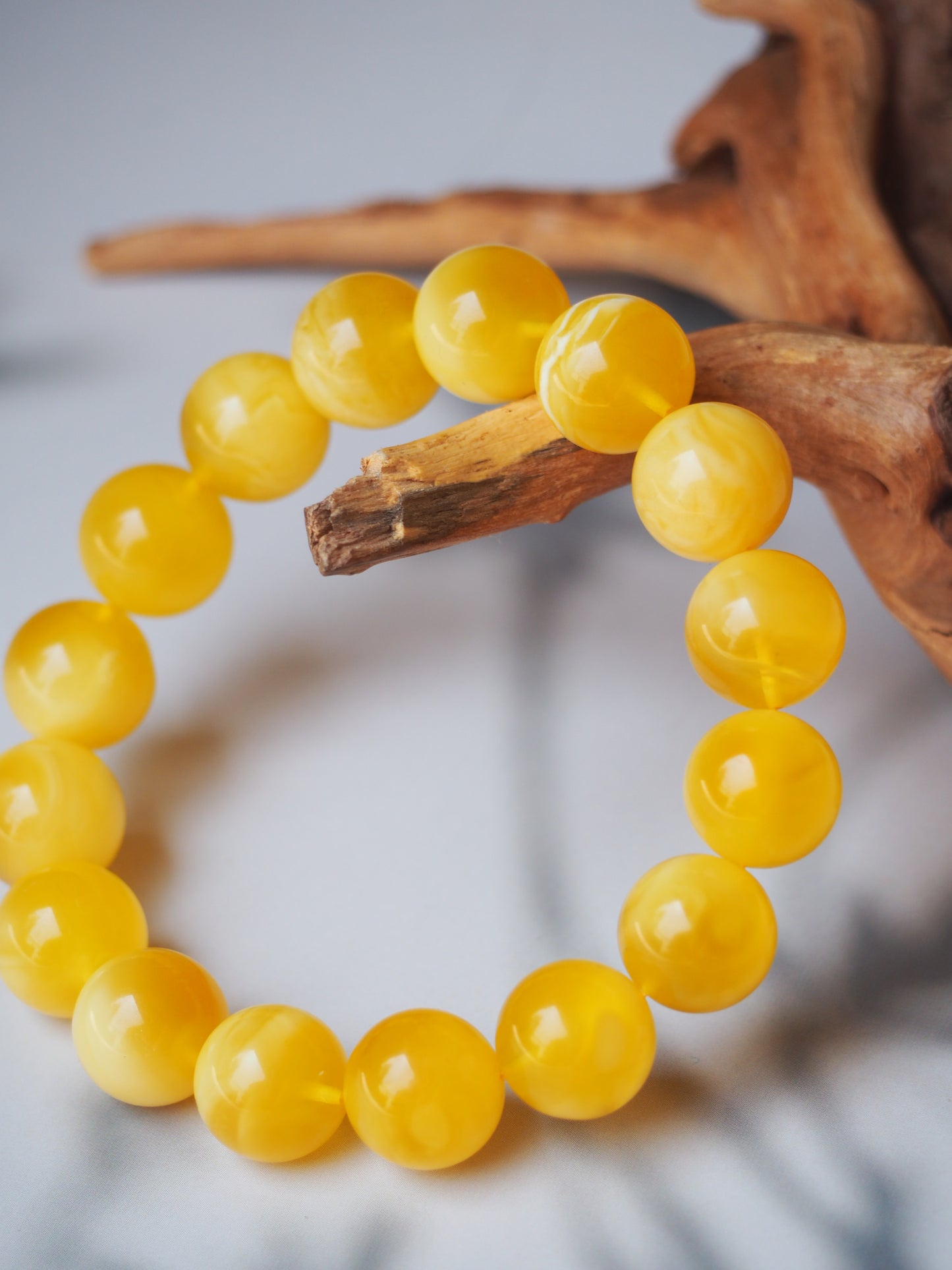 Rare Natural Cloudy/Royal White Amber Bracelet around 13mm