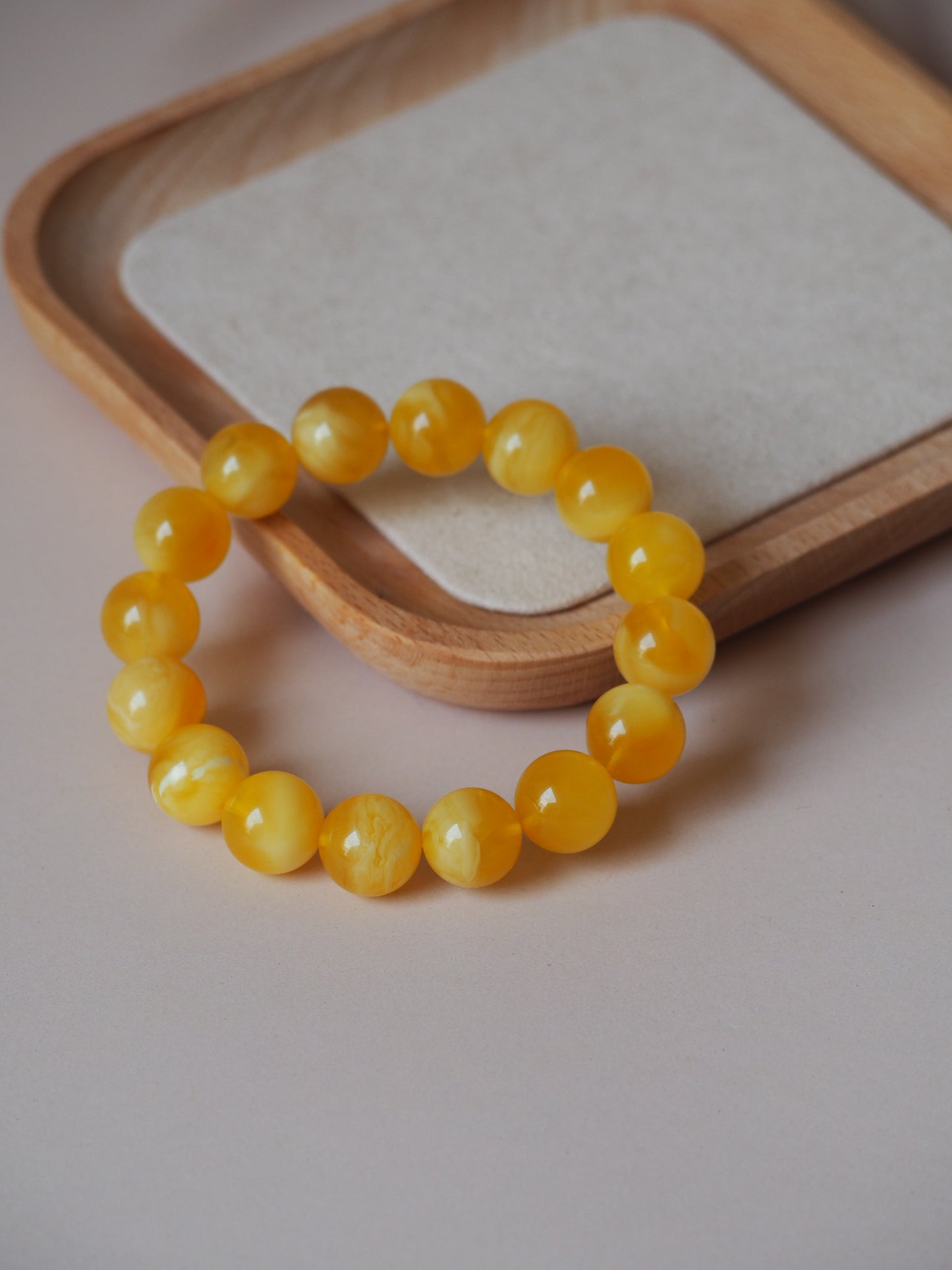 Rare Natural Cloudy/Royal White Amber Bracelet around 13mm