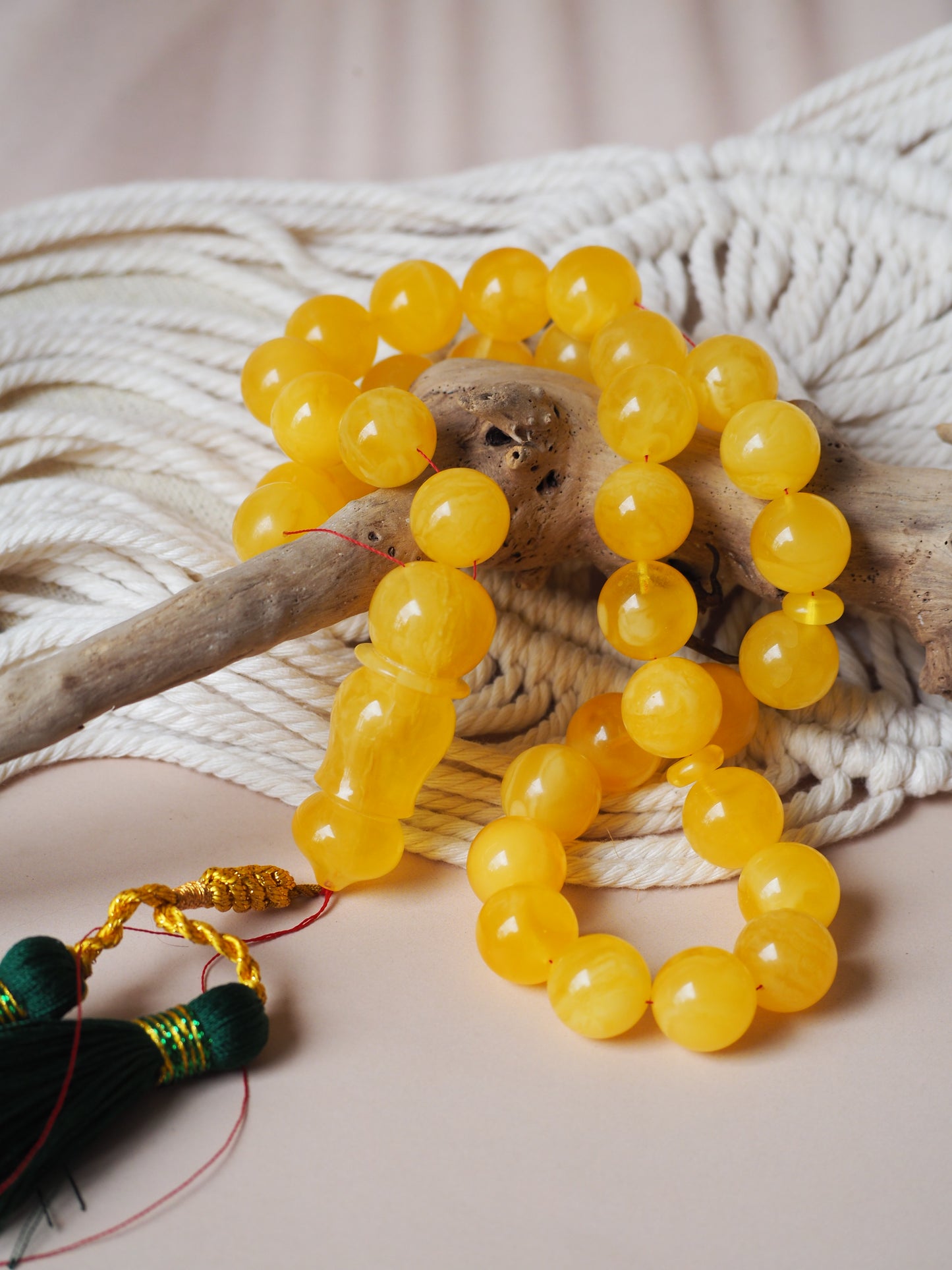 Natural Butterscotch Amber Rosary 15mm + Certificate