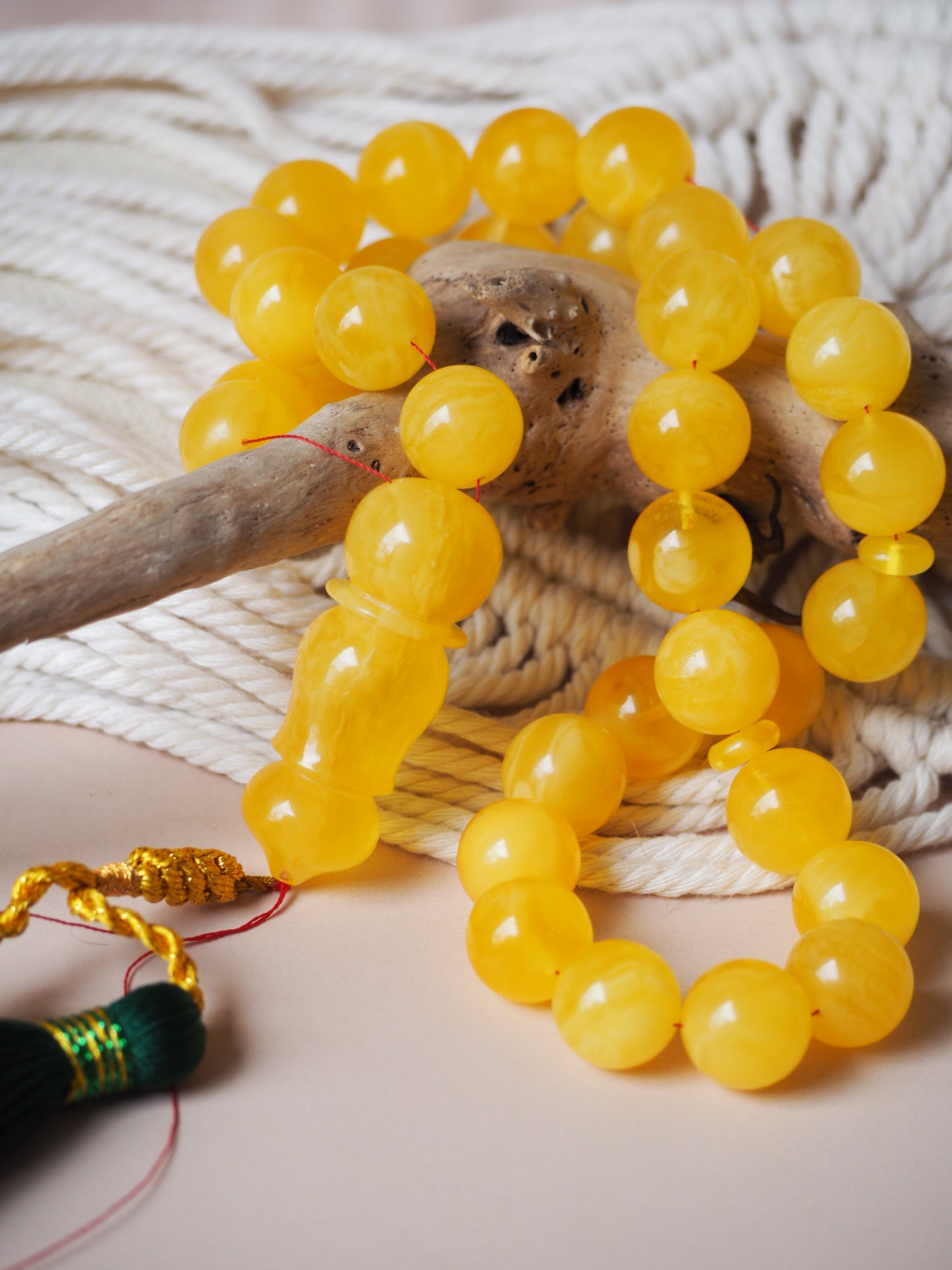 Natural Butterscotch Amber Rosary 15mm + Certificate