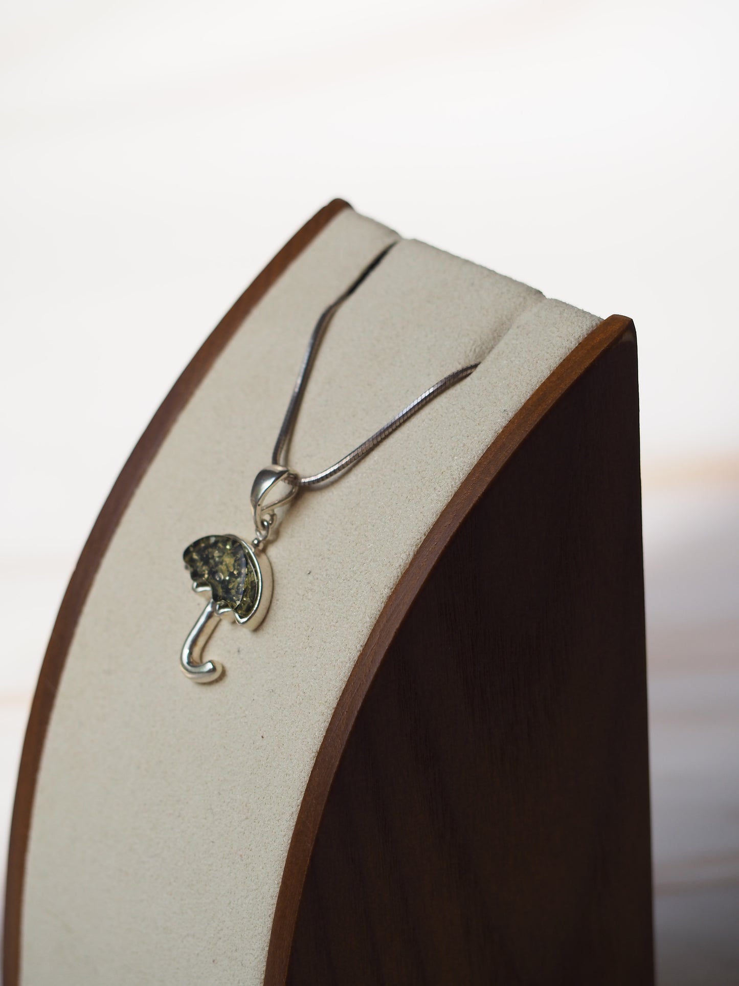 Green Amber & Silver Umbrella Small Pendant/ Charm