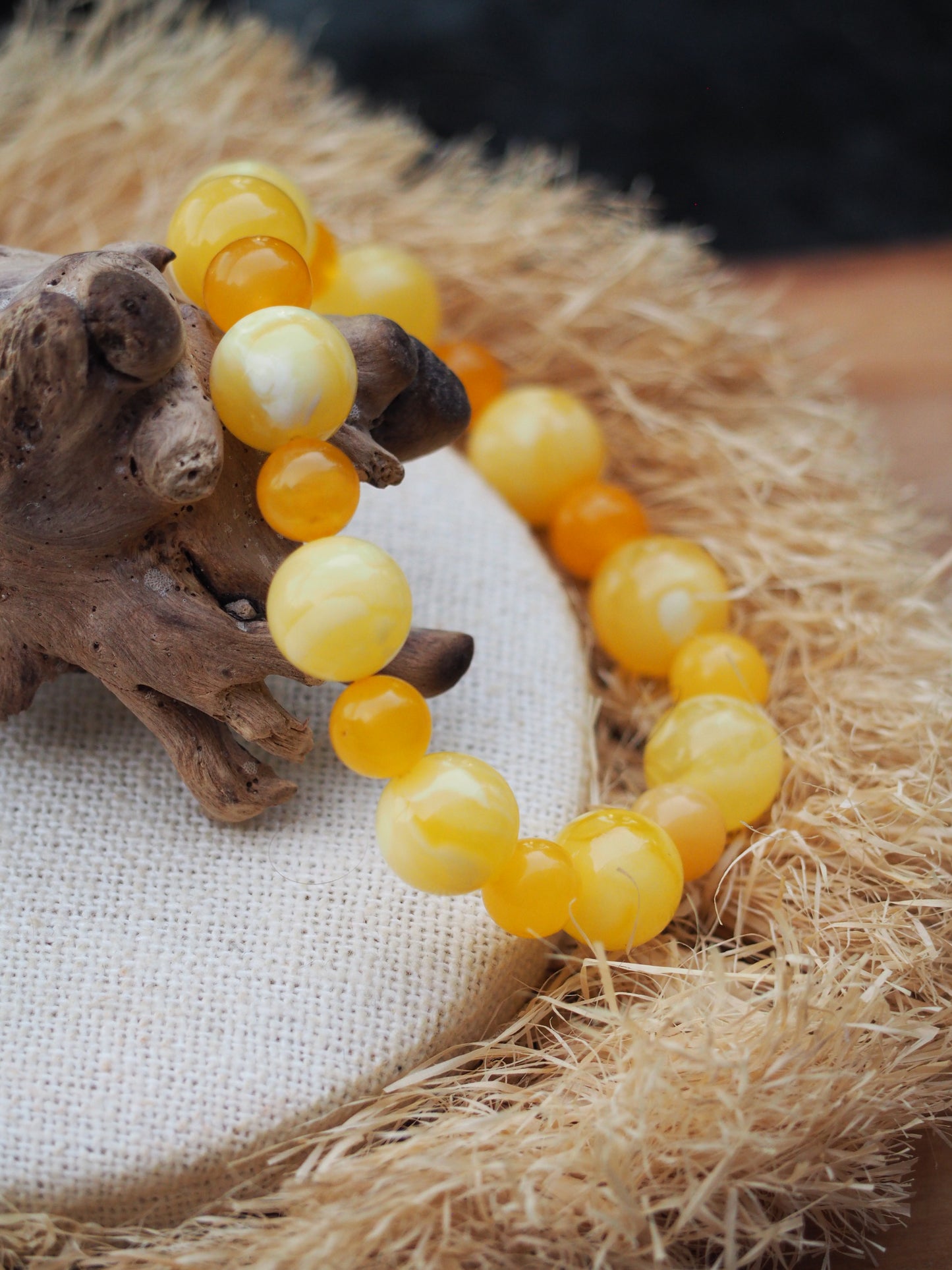 Irregular Butterscotch/ Honey/ Royal White Amber Bracelet 8mm-12mm