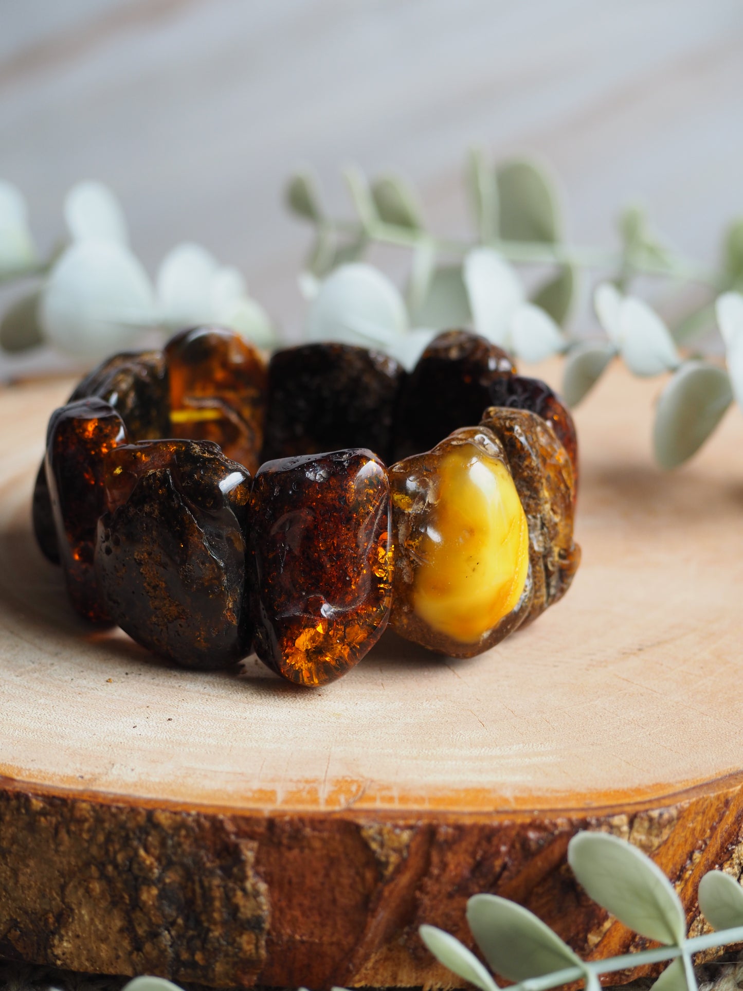 Huge Raw Amber Irregural Bracelet 90g