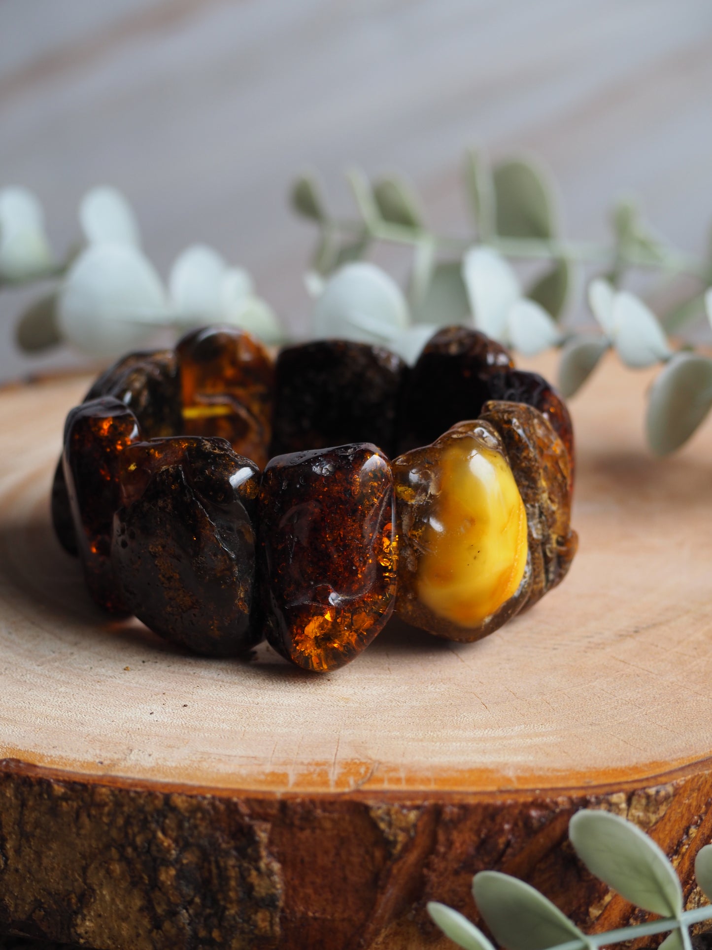 Huge Raw Amber Irregural Bracelet 90g