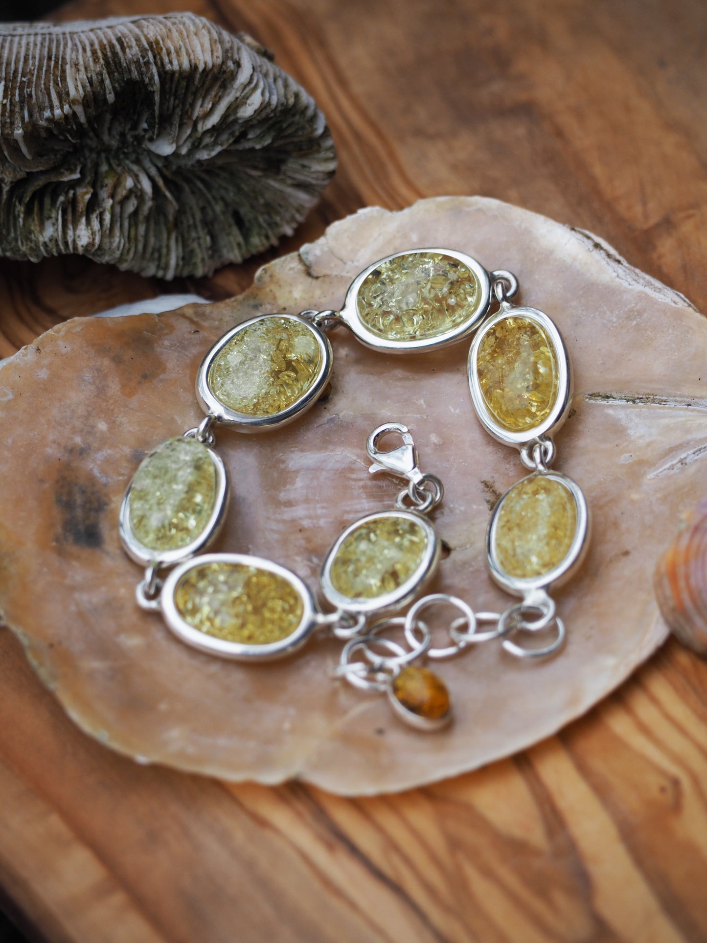 Citron Amber Bracelet in Silver