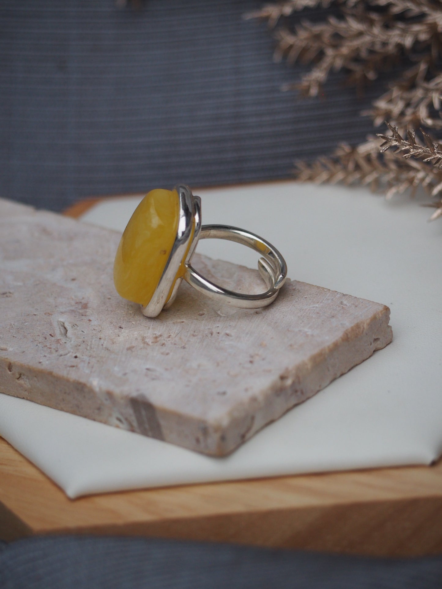 Rectangular Natural Butterscotch Amber in Silver