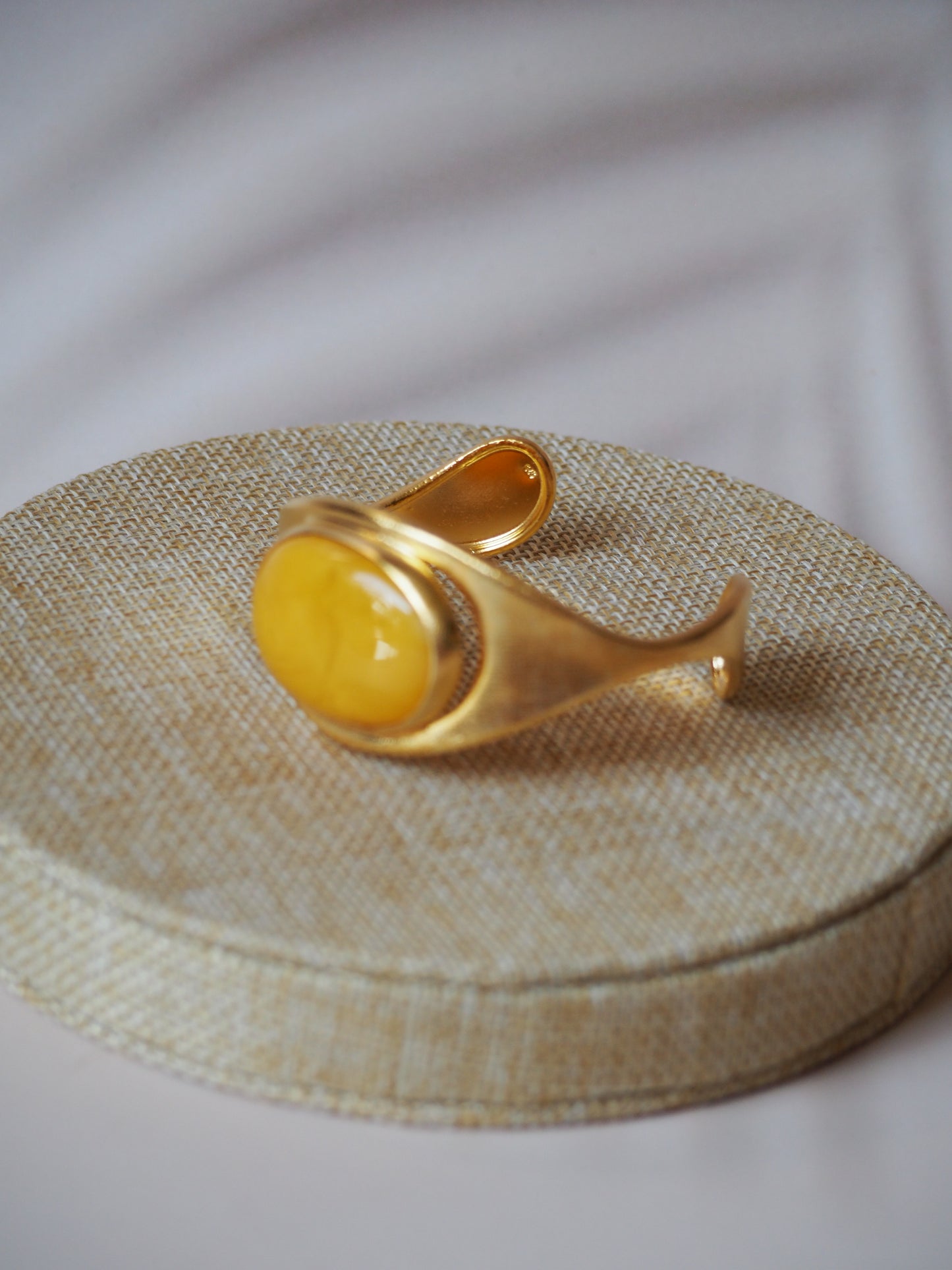 Beautiful Gold Pleated Amber Cuff Bracelet